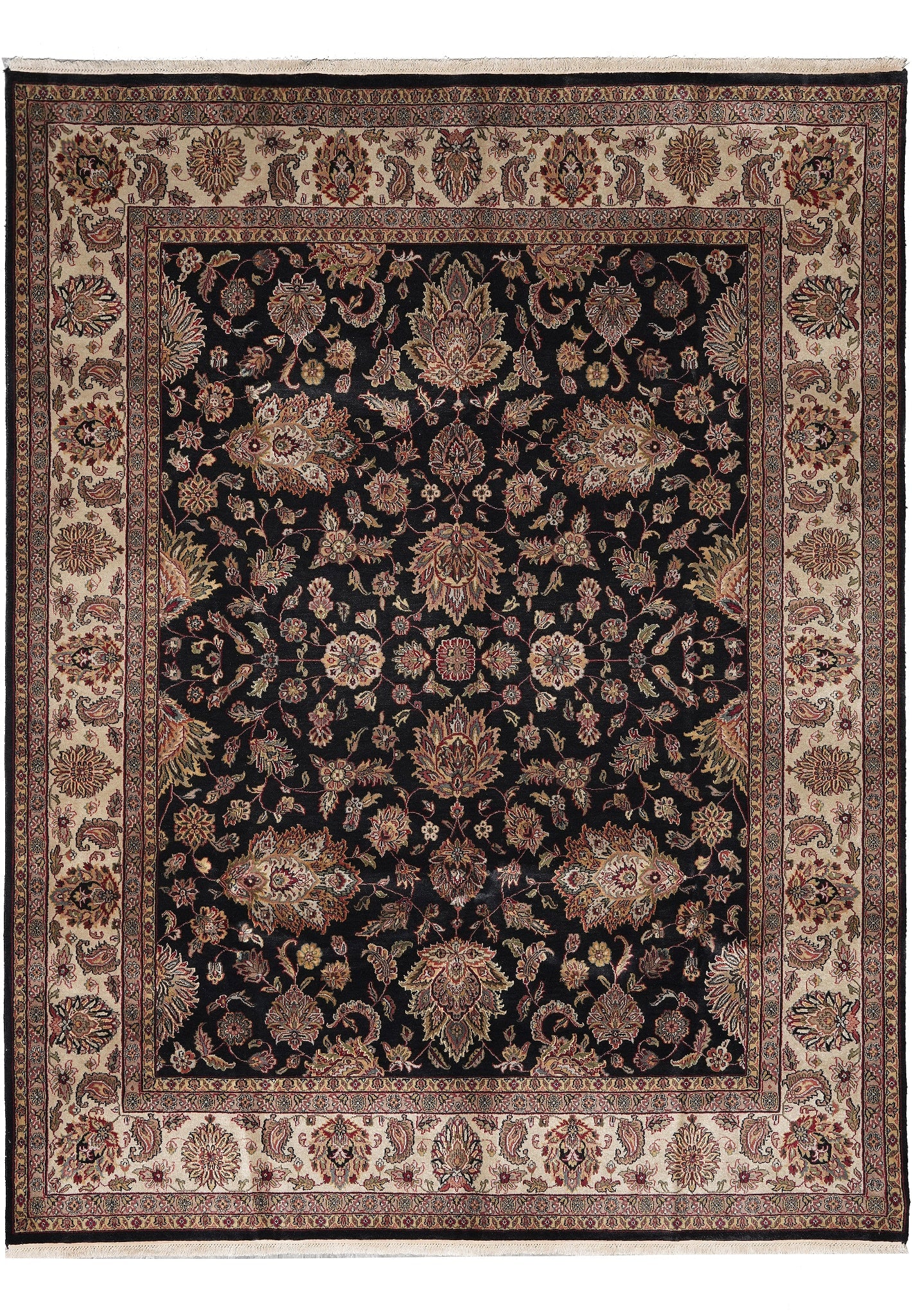 8 x 10 Black Jaipur Rug Hand-Knotted 100% Wool: 8 x 10 Black Jaipur Rug Hand-Knotted 100% Wool Free continental US Shipping This 8 x 10 Jaipur rug features a striking black colorway and is crafted from quality wool. Handmade in India by skilled art