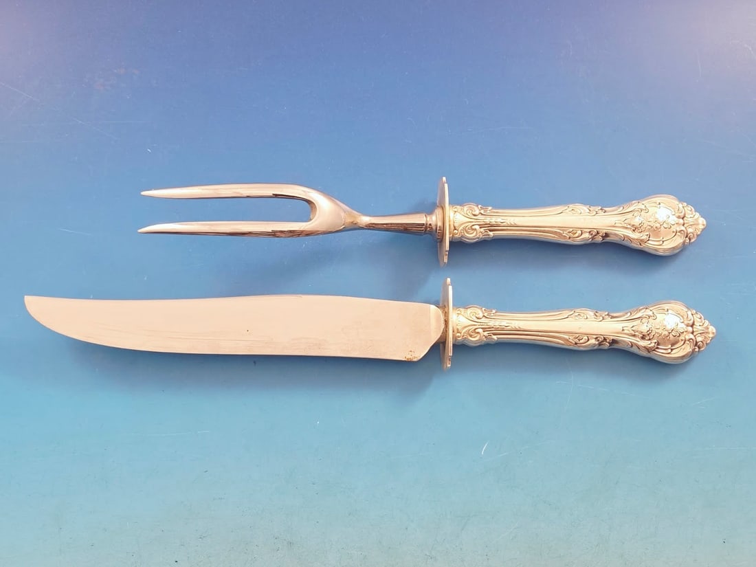 Gorham King Edward Sterling Silver Carving Set 2pc Knife Fork (1 of 3)