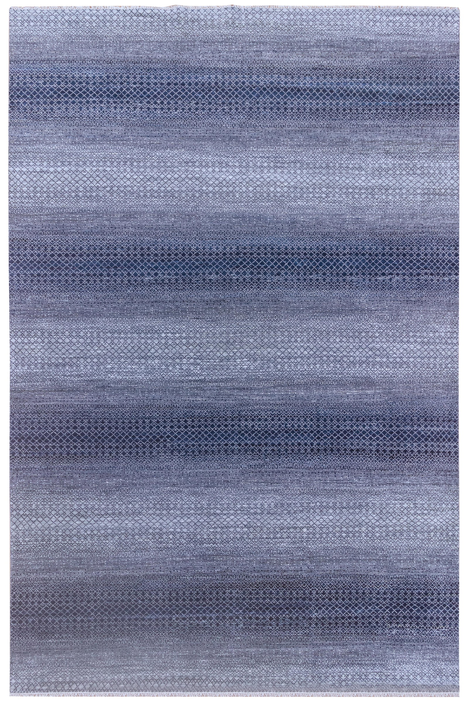 12 x 14.7 Blue Gray Handmade Wool Area Rug: 12 x 14.7 Blue Gray Handmade Wool Area Rug Free continental US Shipping Introducing the exquisite 12' x 14.7' Blue Gray Handmade Wool Contemporary Rug, a perfect blend of artistry and modern design. M