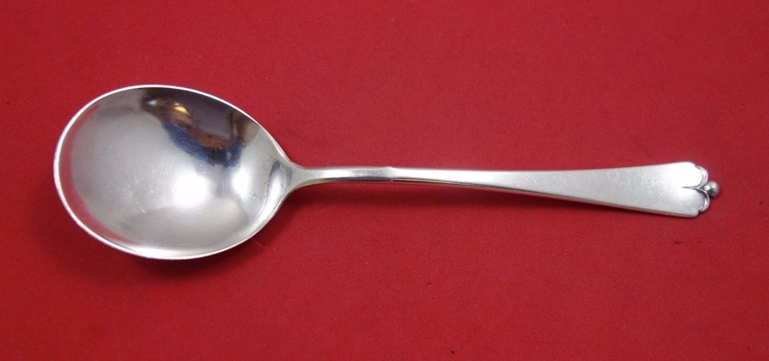 Watson-Wallace Lotus Pattern Sterling Silver Cream Soup Spoon 6.625" (1 of 2)