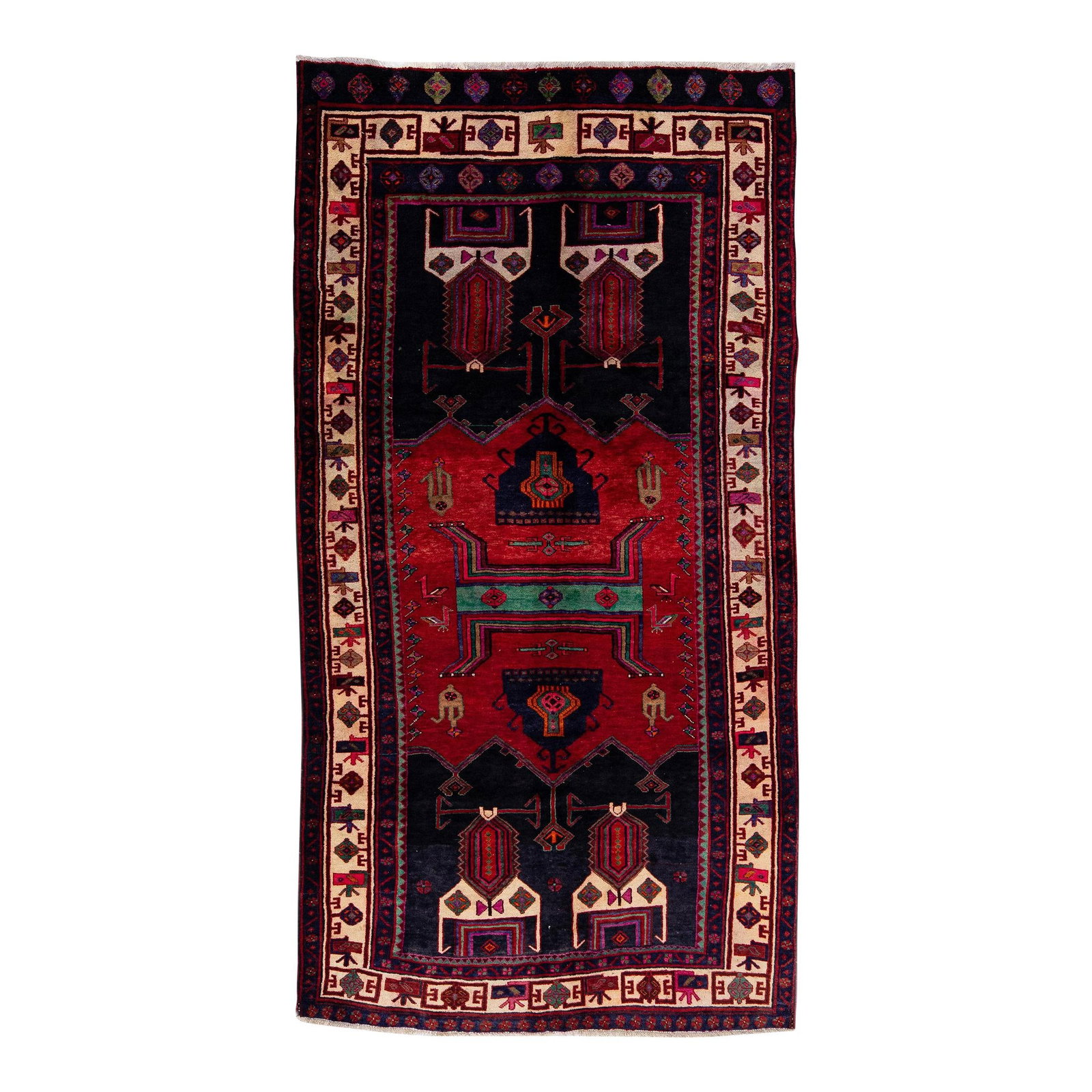 Vintage Bidjar Hand-Knotted Wool Rug 5' x 9'7" Navy Blue Medallion Design: Vintage Bidjar Hand-Knotted Wool Rug 5' x 9'7" Navy Blue Medallion Design This exquisite vintage Bidjar rug from the 1960s showcases a stunning hand-knotted design crafted from high-quality wool. The 