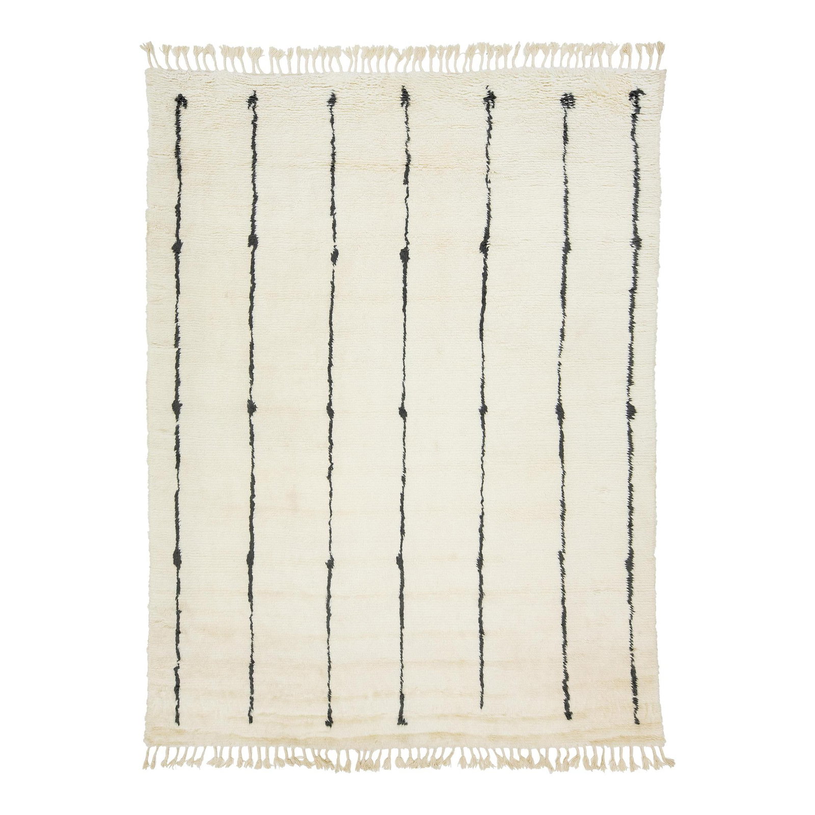 Ivory Hand-Knotted Wool Rug Modern Geometric Moroccan Design 9' x 11'11: Ivory Hand-Knotted Wool Rug Modern Geometric Moroccan Design 9' x 11'11 Enhance your living space with this exquisite contemporary Moroccan-style hand-knotted wool rug. Featuring a luxurious ivory fie