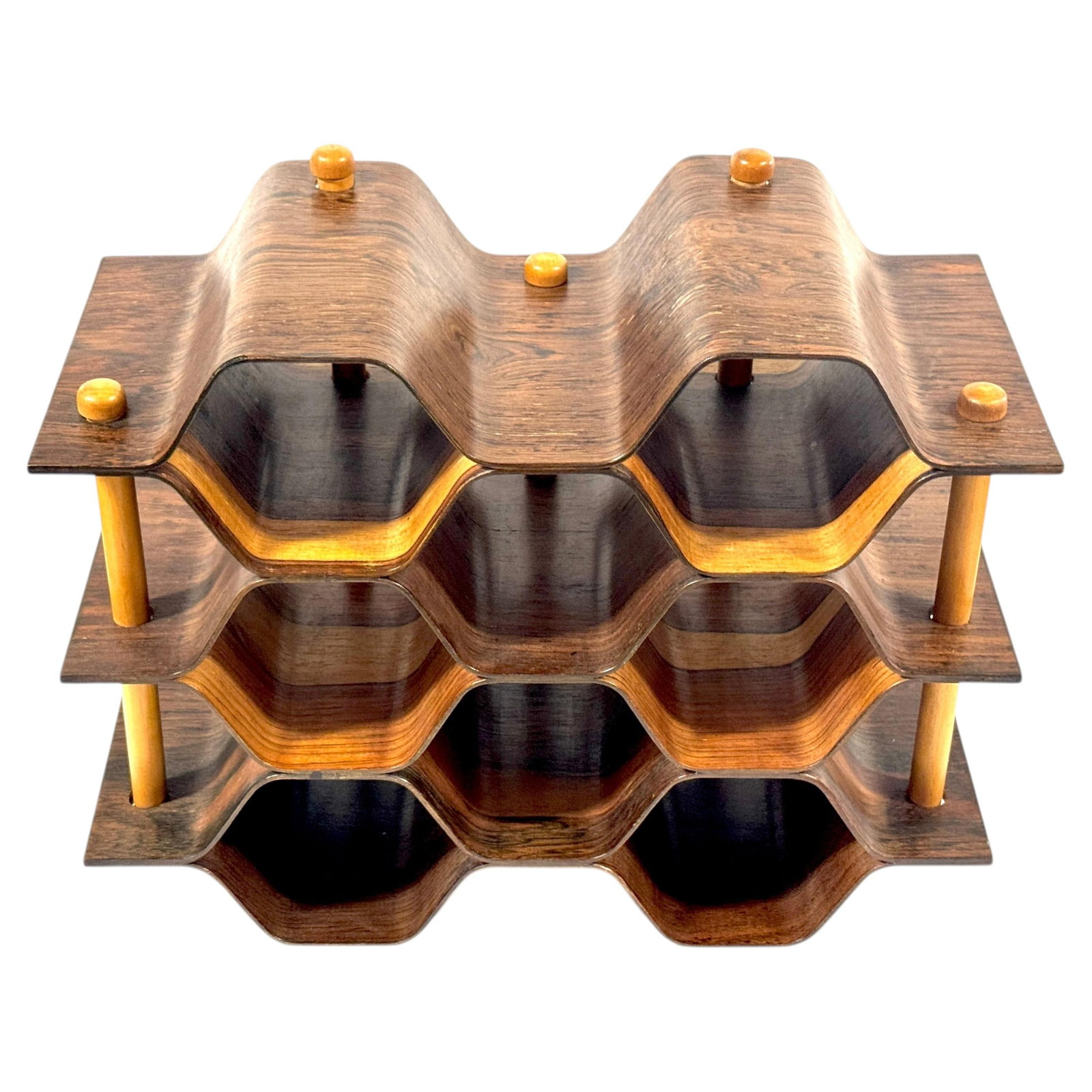 Rosewood Bentwood Wine Rack by Torsten Johansson Scandinavian Modern 1960s Sweden: Rosewood Bentwood Wine Rack by Torsten Johansson Scandinavian Modern 1960s Sweden This Swedish Modern wine rack, designed by Torsten Johansson in the 1960s, features a modular, sculptural construction