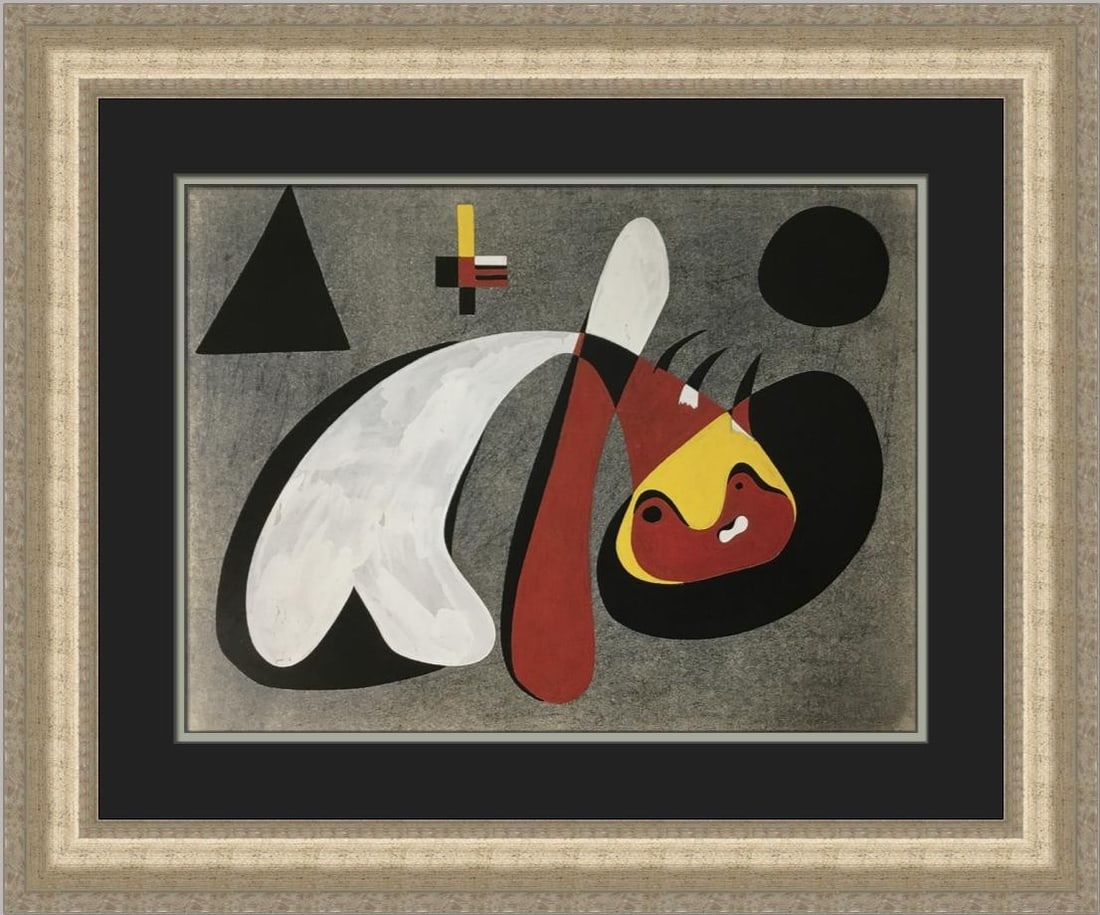 Framed offset lithograph print Joan Miro Study for the Curtain of the Ballet (1 of 2)