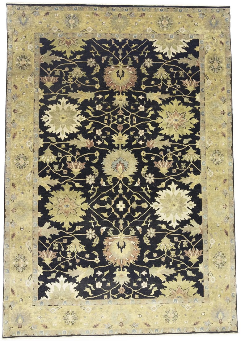 Hand-Knotted Floral Transitional Oriental Rug 10 x 14 ft Wool Carpet: Hand-Knotted Floral Transitional Oriental Rug 10 x 14 ft Wool Carpet Enhance your living space with this stunning Floral Transitional Round Oriental Rug, expertly hand-knotted from high-quality wool. 