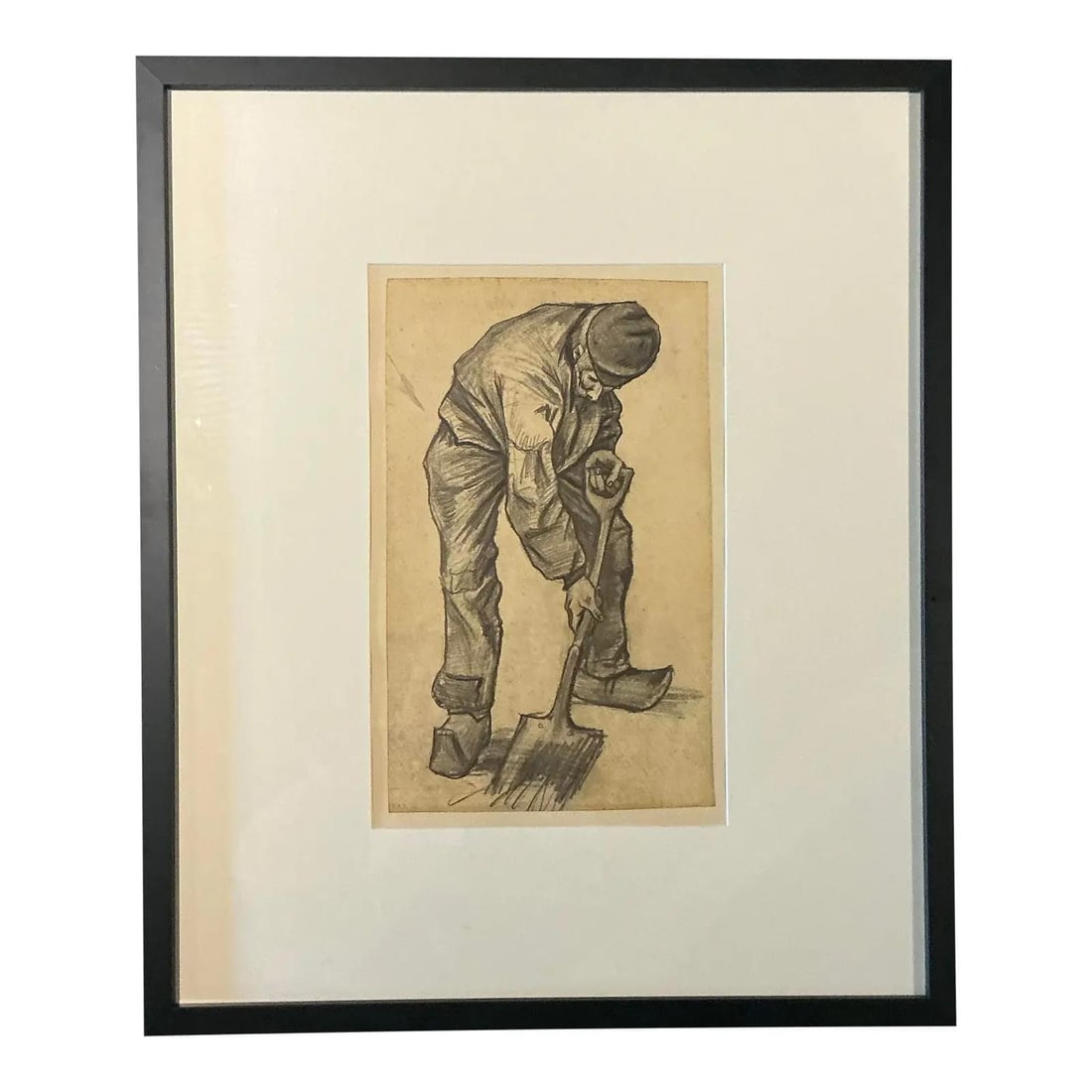 Framed Van Gogh Man with a Spade Vintage Art Print in Black Wood (1 of 8)
