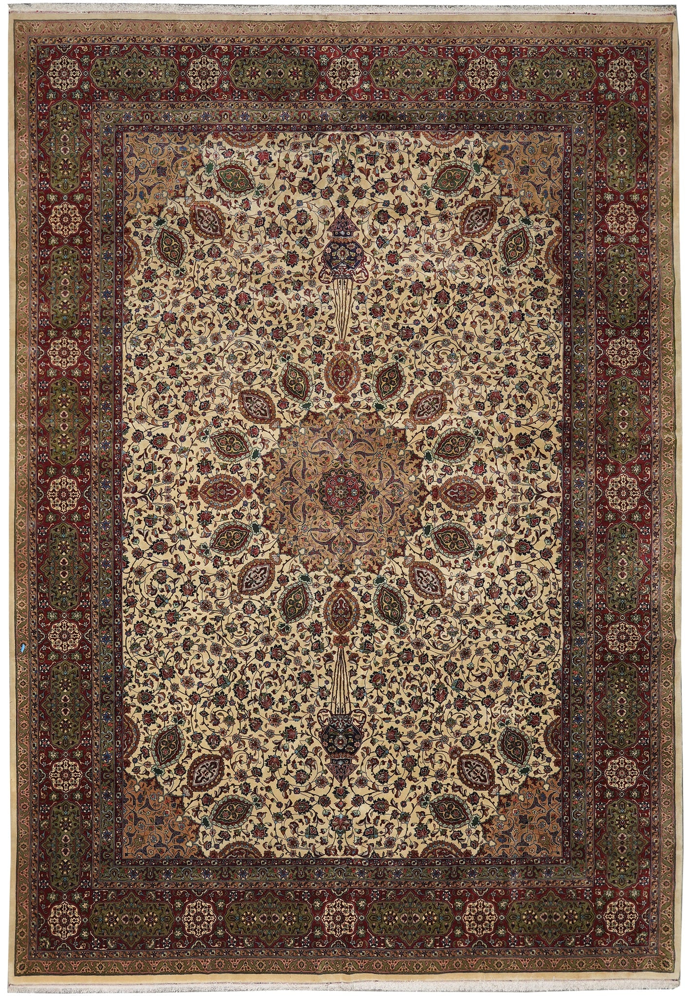 Authentic Persian Tabriz Rug Sheik Safi 11.8 x 16.3 400 KPSI Iran 1980s: Authentic Persian Tabriz Rug Sheik Safi 11.8 x 16.3 400 KPSI Iran 1980s Free continental US Shipping This authentic Persian Tabriz rug from the 1980s features a high-quality 400 KPSI weave and showcas