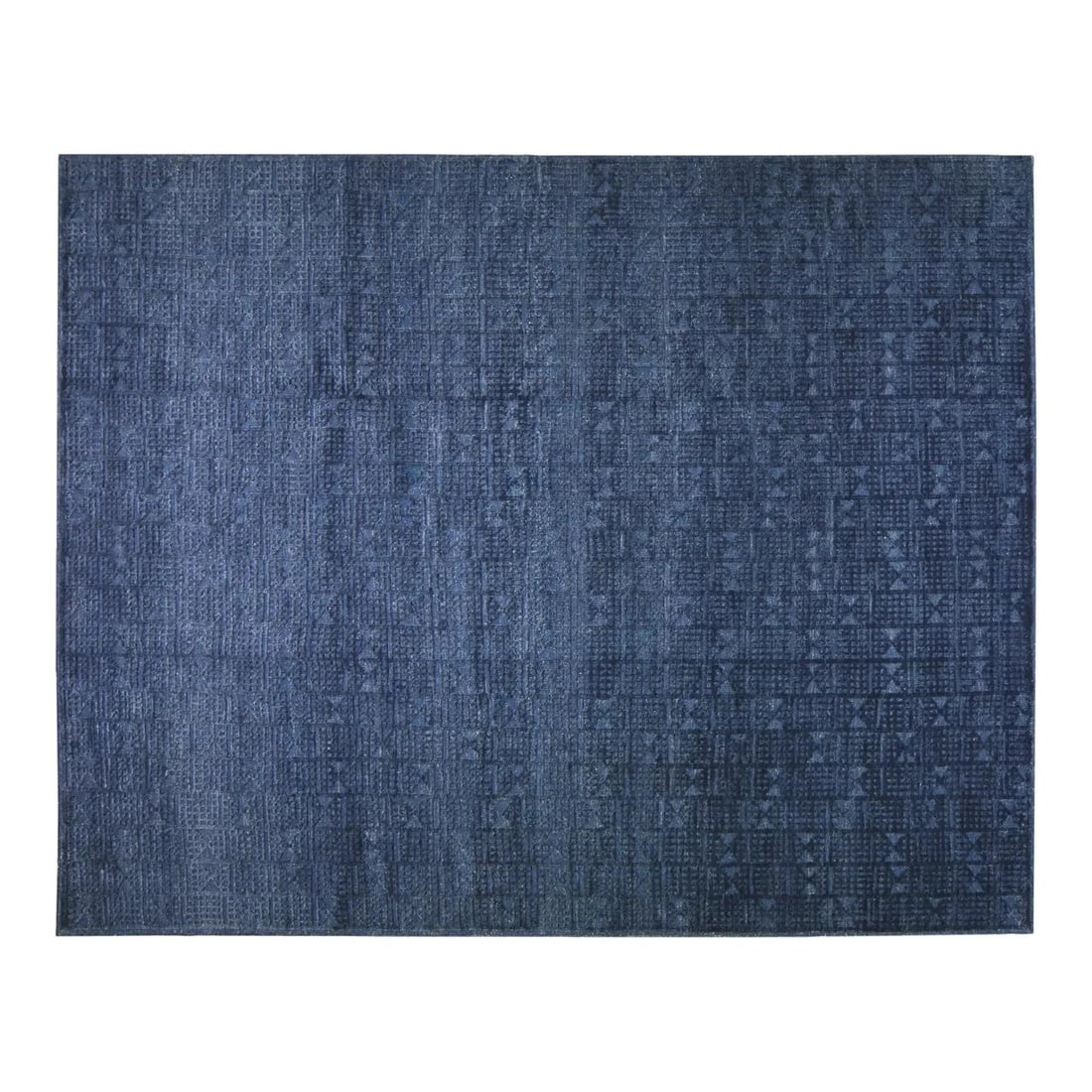 Navy Blue Wool Geometric Hand Knotted Rug Scandinavian Style 10'2" x 14' (1 of 6)