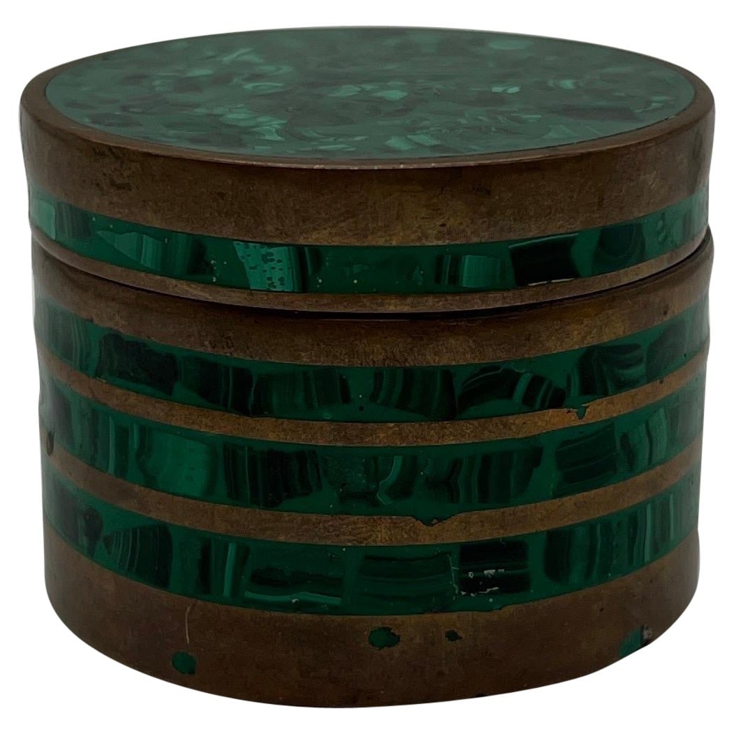 Mid Century Table Box with Malachite and Brass Accents (1 of 6)