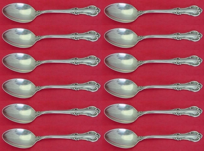 Joan of Arc Sterling Silver Teaspoon Set 12 pcs by International Silver 5 7/8": Joan of Arc Sterling Silver Teaspoon Set 12 pcs by International Silver 5 7/8" Experience the elegance of the Joan of Arc Sterling Silver Teaspoon Set, a stunning collection that embodies both strengt