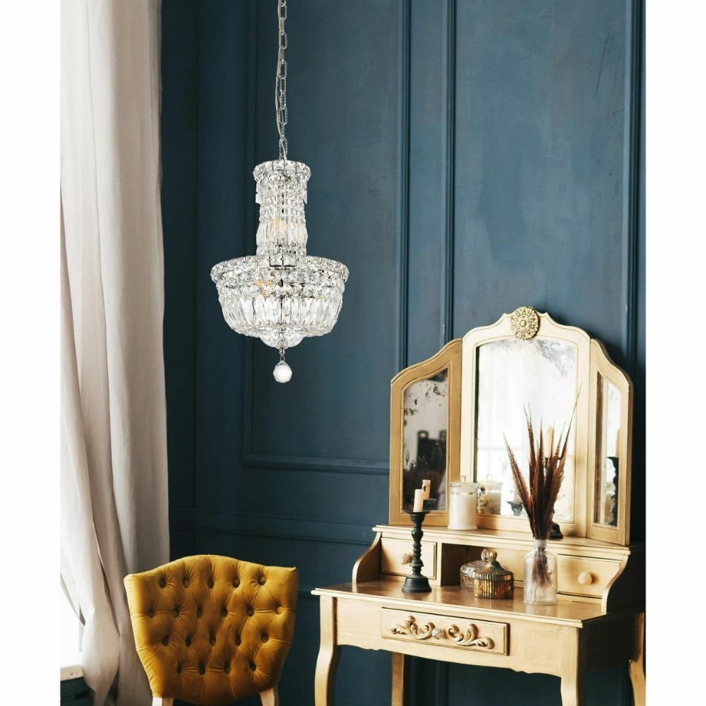 Tranquil 6 Light Chrome Crystal Pendant Chandelier 16 x 12 in (1 of 9)