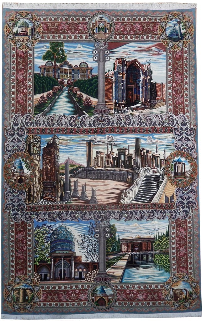6.6 x 10 Authentic Tabriz Iran Pictorial Persian Rug Wool Silk: 6.6 x 10 Authentic Tabriz Iran Pictorial Persian Rug Wool Silk Free continental US Shipping This authentic Iran pictorial Persian rug is hand-knotted in Tabriz and features a unique pictorial design. 