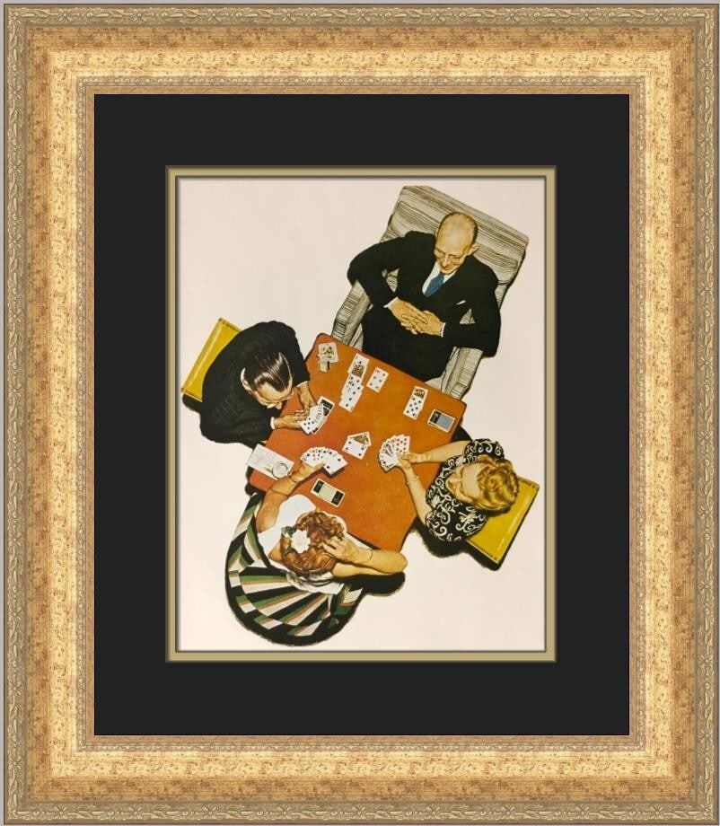 Norman Rockwell The Bid Custom Framed Print 1979 Photorealism: Norman Rockwell The Bid Custom Framed Print 1979 Photorealism This beautiful custom framed print titled "The Bid" by renowned artist Norman Rockwell captures the essence of American culture with its p