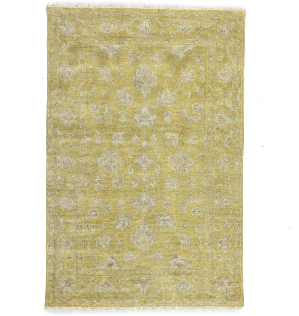 Floral Hand-Knotted Wool Area Rug 4x6ft Modern Decor: Floral Hand-Knotted Wool Area Rug 4x6ft Modern Decor Enhance your living space with this Floral Transitional Wool Oriental Area Rug, perfect for bedrooms or bathrooms. Measuring 3'11" x 5'11", this ha