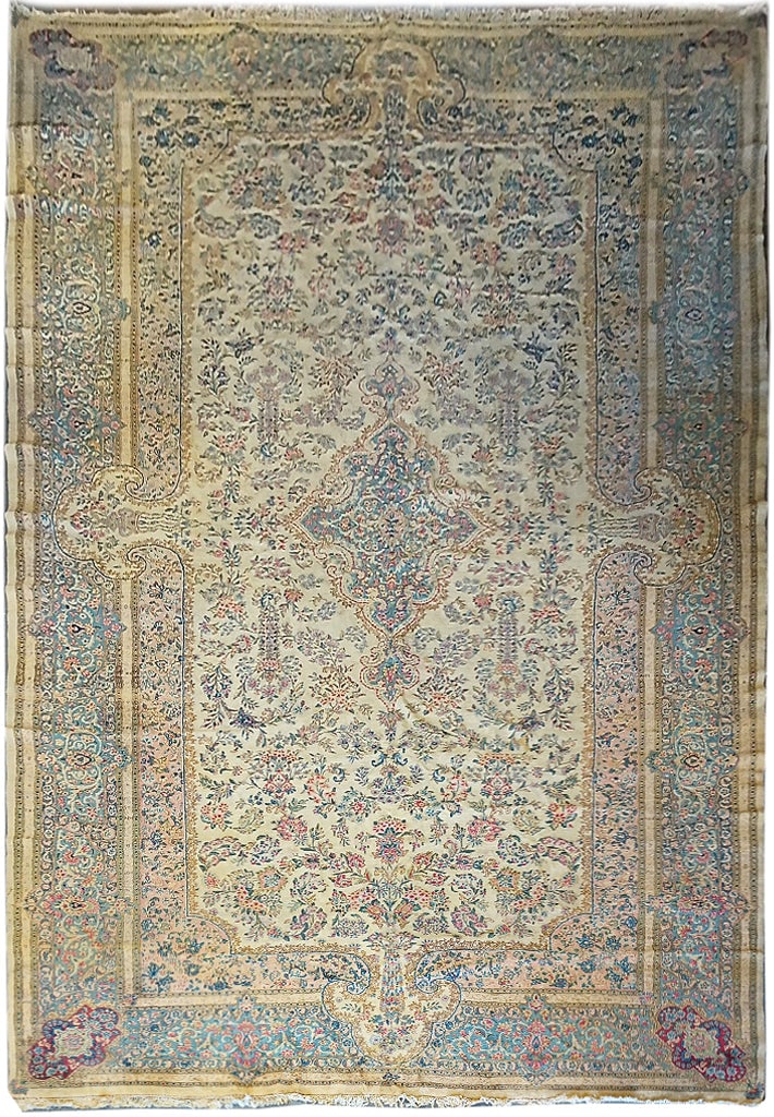 Antique Persian Kerman Lavar Rug 12' x 23' Handwoven Wool Oversized: Antique Persian Kerman Lavar Rug 12' x 23' Handwoven Wool Oversized Free continental US Shipping Presenting a stunning 12' x 23' Large Antique Authentic Persian Kerman Lavar Rug, an exquisite example 