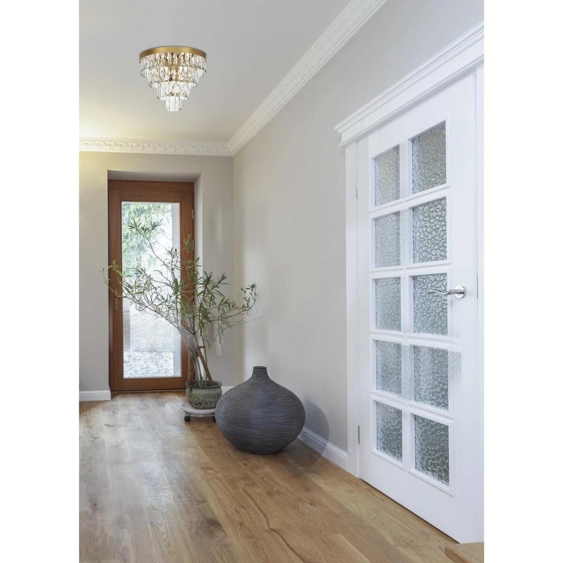 Josephine 6 Light Satin Gold Crystal Chandelier 18 Inch Modern Design: Josephine 6 Light Satin Gold Crystal Chandelier 18 Inch Modern Design Elevate your space with this stunning Crystal Chandelier Flush Mount Light Fixture in a luxurious satin gold finish. Perfect for f