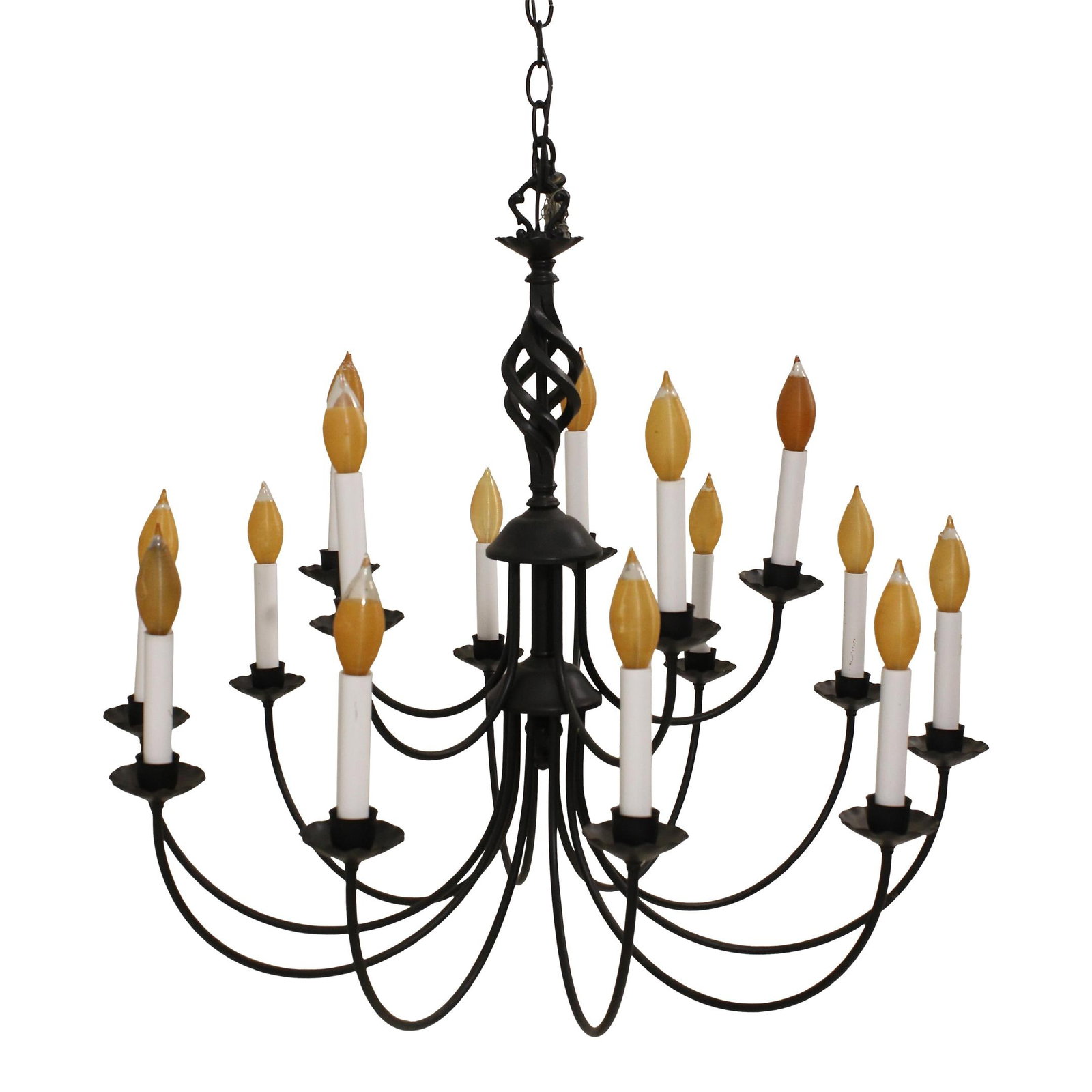 Rustic 15 Arm Metal Chandelier in Black Country Style (1 of 8)