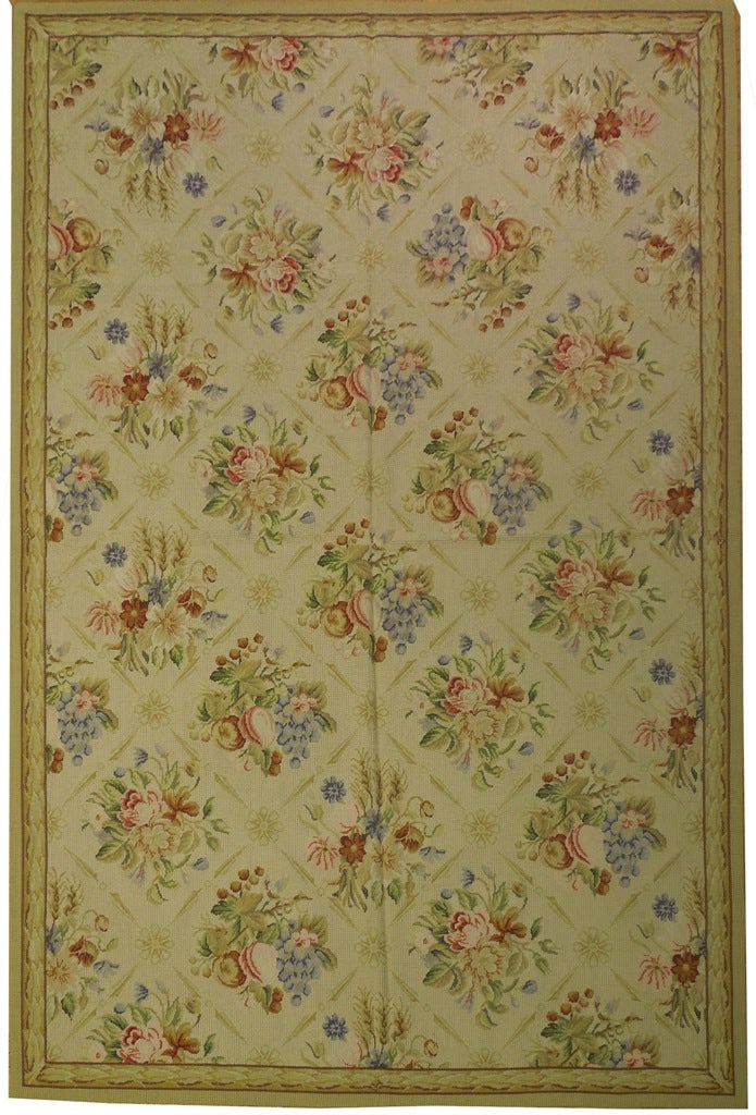 6' x 9' Champaign Hand-Knotted Needlepoint Flat Weave Area Rug: 6' x 9' Champaign Hand-Knotted Needlepoint Flat Weave Area Rug Free continental US Shipping Introducing the 6' x 9' Double Knot Needlepoint Flat Weave Rug in Champaign, a sophisticated addition to ele