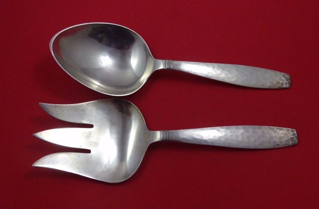 Allan Adler Swedish Modern Sterling Silver Vegetable Set 2pc Lightly Hammered (1 of 1)