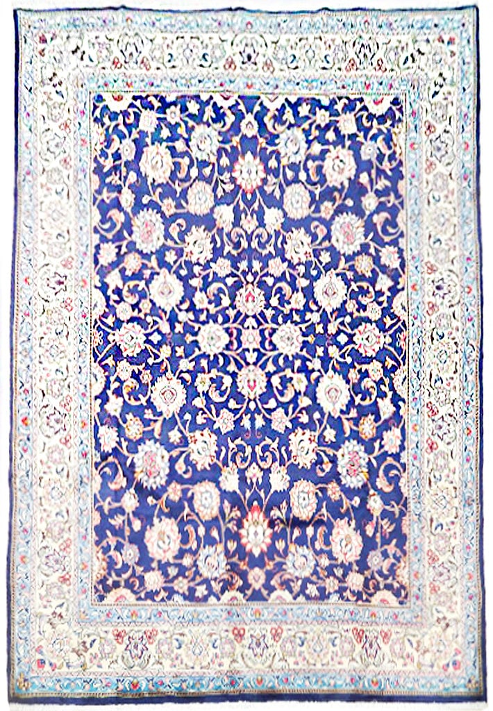 Handcrafted 7x9 Navy Blue Semi-Antique Persian Tabriz Rug from Iran: Handcrafted 7x9 Navy Blue Semi-Antique Persian Tabriz Rug from Iran Free continental US Shipping Elevate your interior with the timeless charm of this 7' x 9' Navy Blue Semi-Antique Persian Tabriz Rug