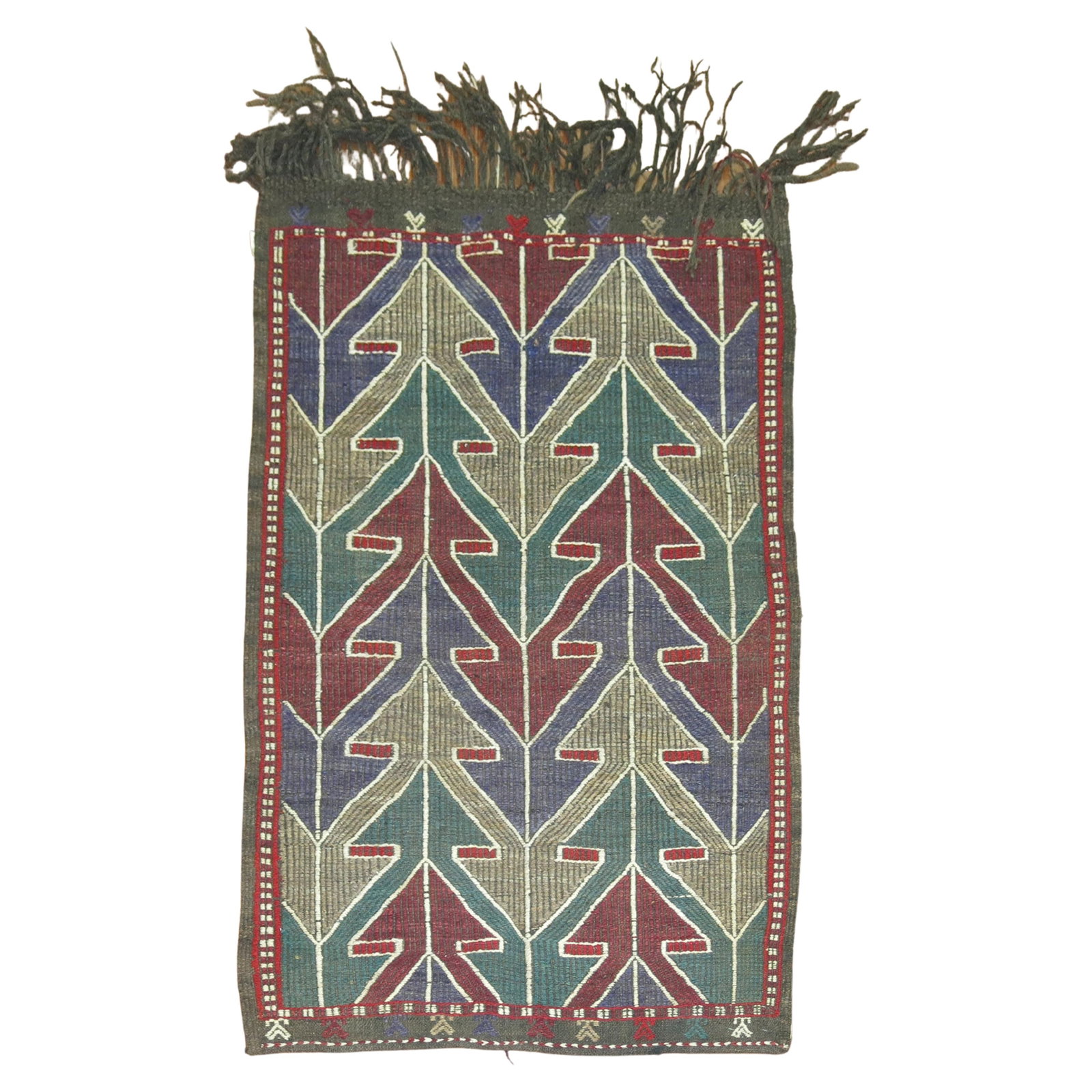 Mid-20th Century Jajim Turkish Kilim Rug 3' x 4'4" Wool Hand-Woven: Mid-20th Century Jajim Turkish Kilim Rug 3' x 4'4" Wool Hand-Woven This exquisite Jajim Turkish flatweave rug features a striking Kilim design, measuring 3' x 4'4". Hand-woven in Turkey during the mid