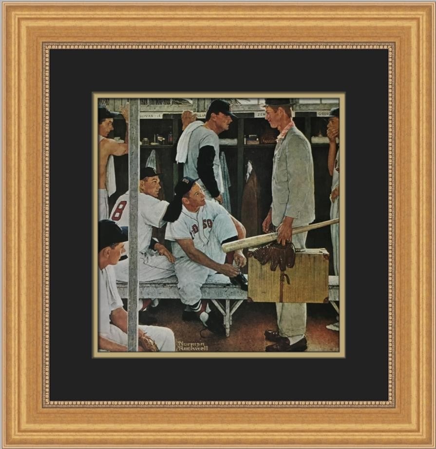 Norman Rockwell The Rookie Custom Framed Print 1975 Americana Art: Norman Rockwell The Rookie Custom Framed Print 1975 Americana Art This stunning custom framed print titled "The Rookie" by renowned artist Norman Rockwell captures the essence of Americana. Produced i