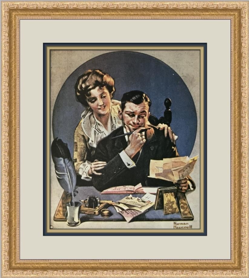 Norman Rockwell First Of The Month Custom Framed Print 18 x 16 Americana Art: Norman Rockwell First Of The Month Custom Framed Print 18 x 16 Americana Art This exquisite print titled 'First Of The Month' by renowned artist Norman Rockwell captures a nostalgic Americana theme. R