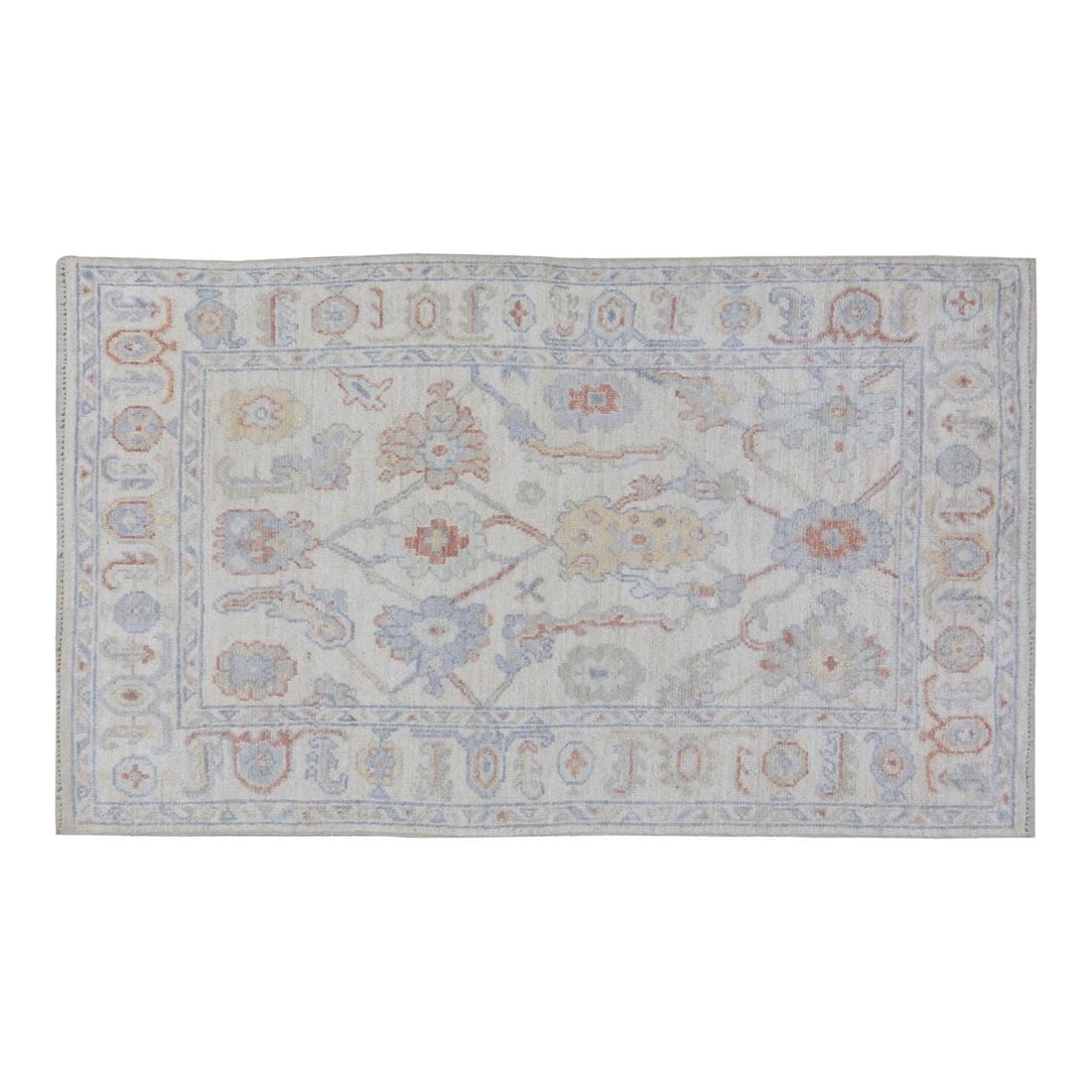 Handmade Wool Oushak Area Rug 4'x6'2" Traditional Turkish Design: Handmade Wool Oushak Area Rug 4'x6'2" Traditional Turkish Design This Turkish Oushak rug is hand-knotted from wool using traditional techniques, blending classic artistry with modern design sensibilit