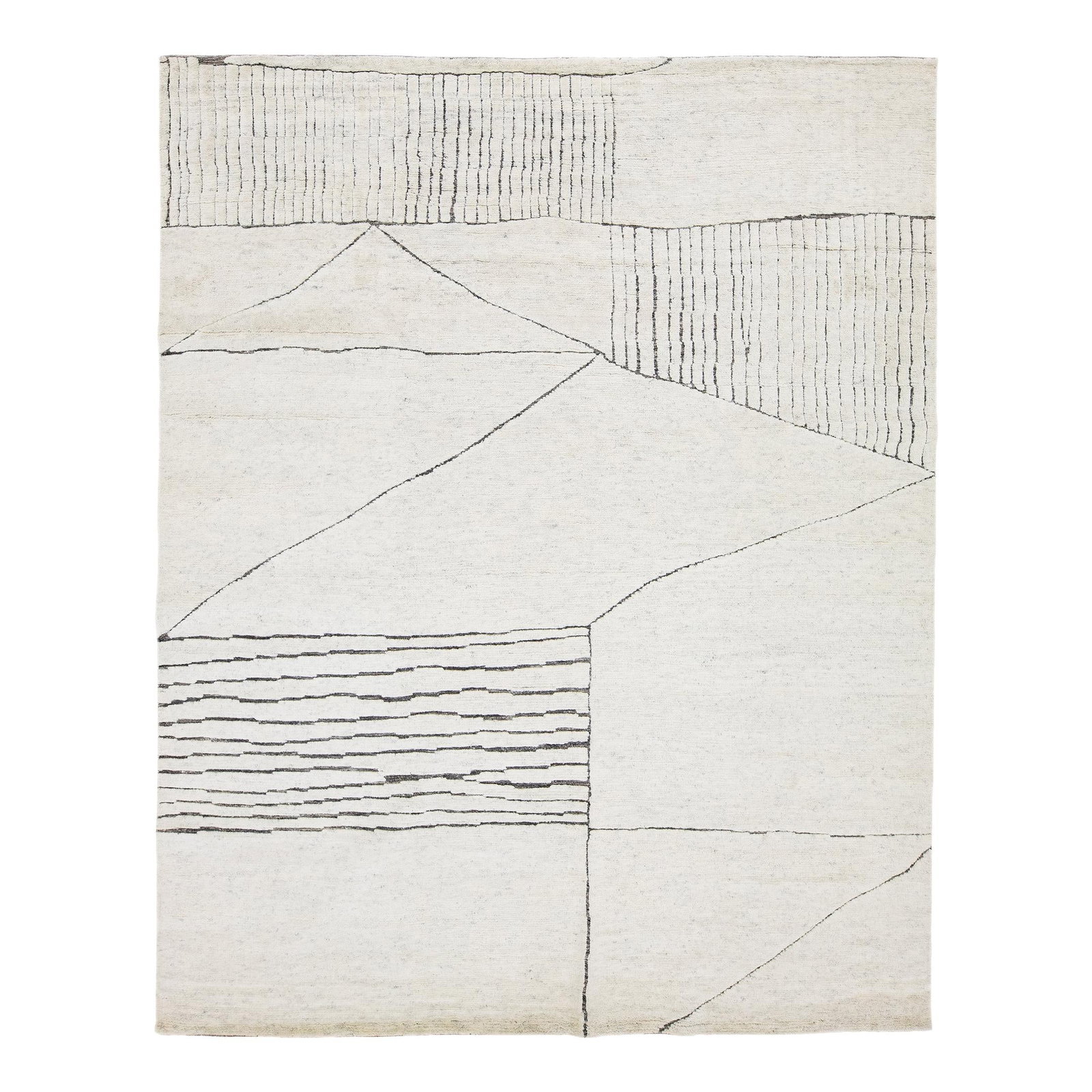 Modern Abstract Moroccan Wool Rug 8' x 9'11' Ivory: Modern Abstract Moroccan Wool Rug 8' x 9'11' Ivory Elevate your home decor with this stunning ivory wool rug, showcasing a timeless Moroccan pattern infused with a contemporary abstract minimalist sty