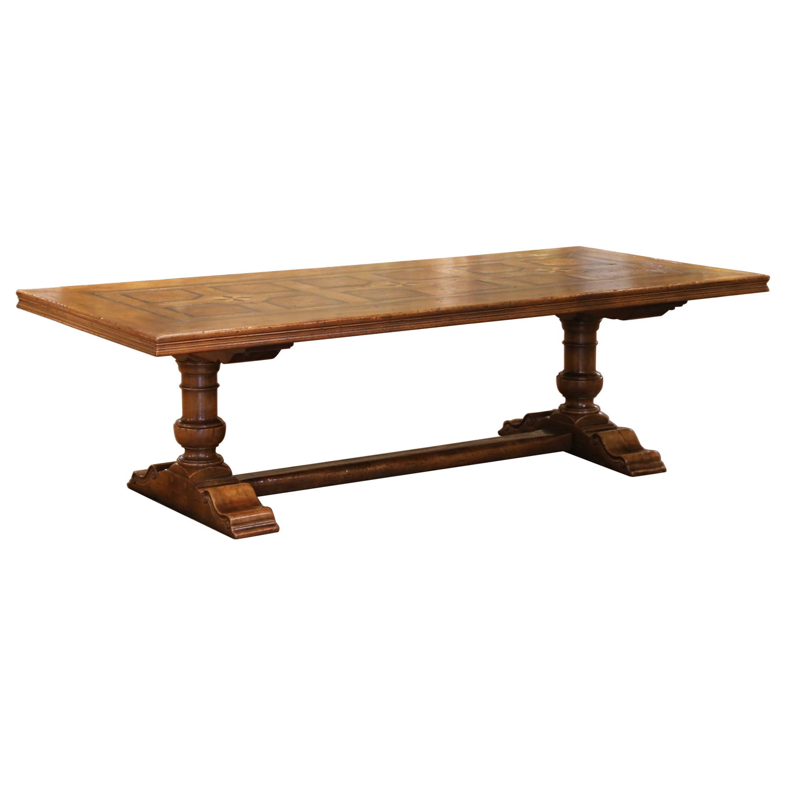 French Louis XIII Walnut Burlwood Refectory Dining Table (1 of 9)