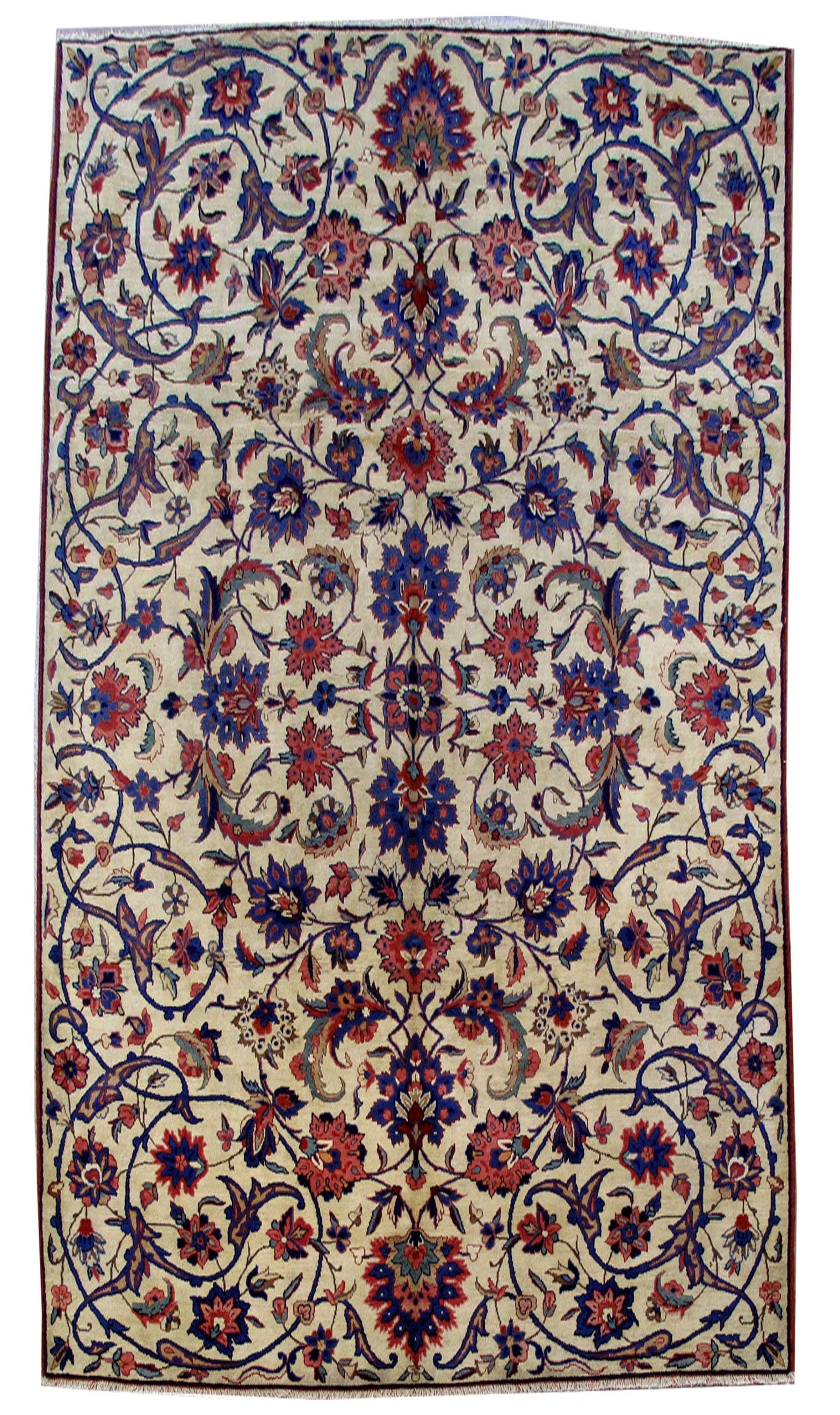 6.11 x 12.6 Semi-Antique Persian Esfahan Wool Area Rug: 6.11 x 12.6 Semi-Antique Persian Esfahan Wool Area Rug Free continental US Shipping Enhance your living space with this stunning Semi-Antique Persian Esfahan Wool Rug, measuring 6.11 x 12.6 feet. Craf
