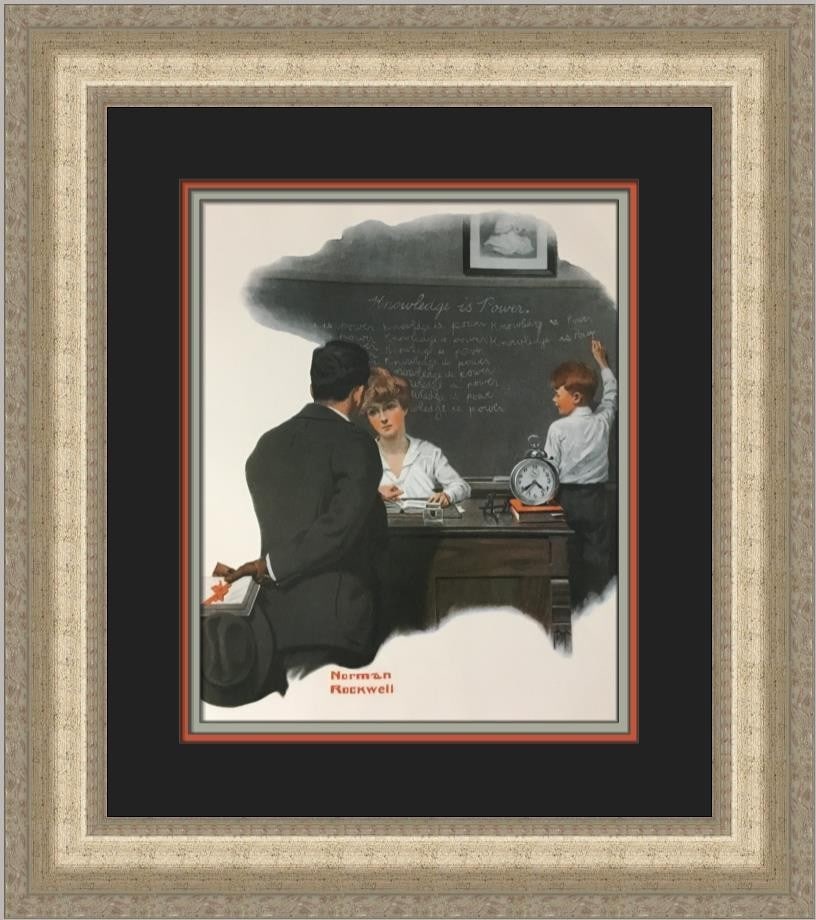 Custom Framed Norman Rockwell Knowledge Is Power Offset Lithograph Print (1 of 2)