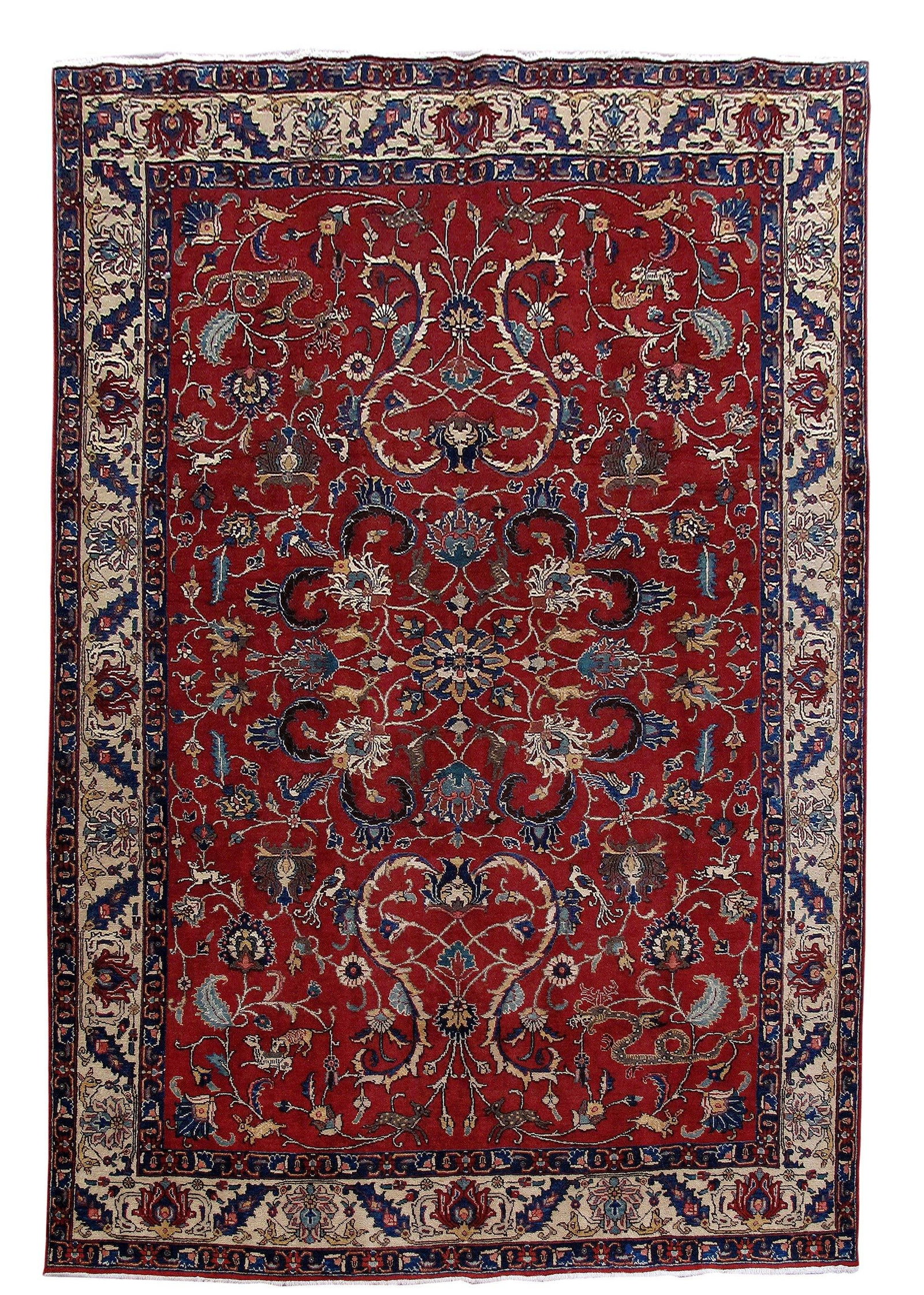 Handcrafted Persian Tabriz Khoy Rug 7'3 x 10'11 Traditional Design: Handcrafted Persian Tabriz Khoy Rug 7'3 x 10'11 Traditional Design Free continental US Shipping This handcrafted Persian Tabriz Khoy rug showcases traditional Persian designs, offering an inviting and