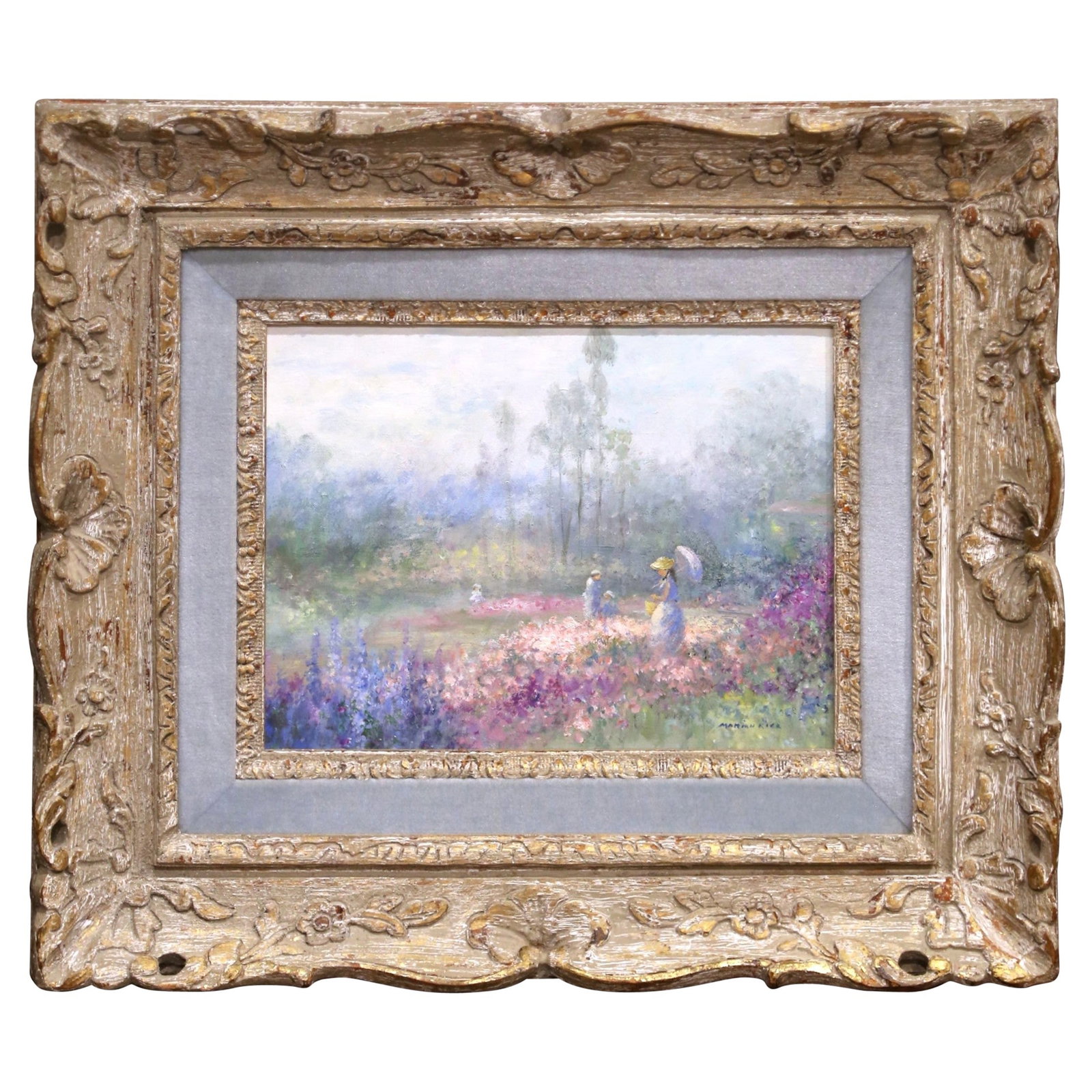 Signed Marion Rice Mid-Century Garden Landscape Oil on Canvas (1 of 12)