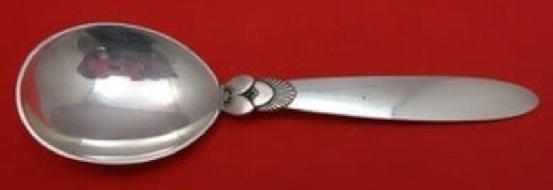 Georg Jensen Cactus Sterling Silver Spoon GI/GJ Mark 5.5": Georg Jensen Cactus Sterling Silver Spoon GI/GJ Mark 5.5" Discover the exquisite Cactus cream soup spoon or jam spoon by Georg Jensen, crafted from high-quality sterling silver. This elegant piece mea