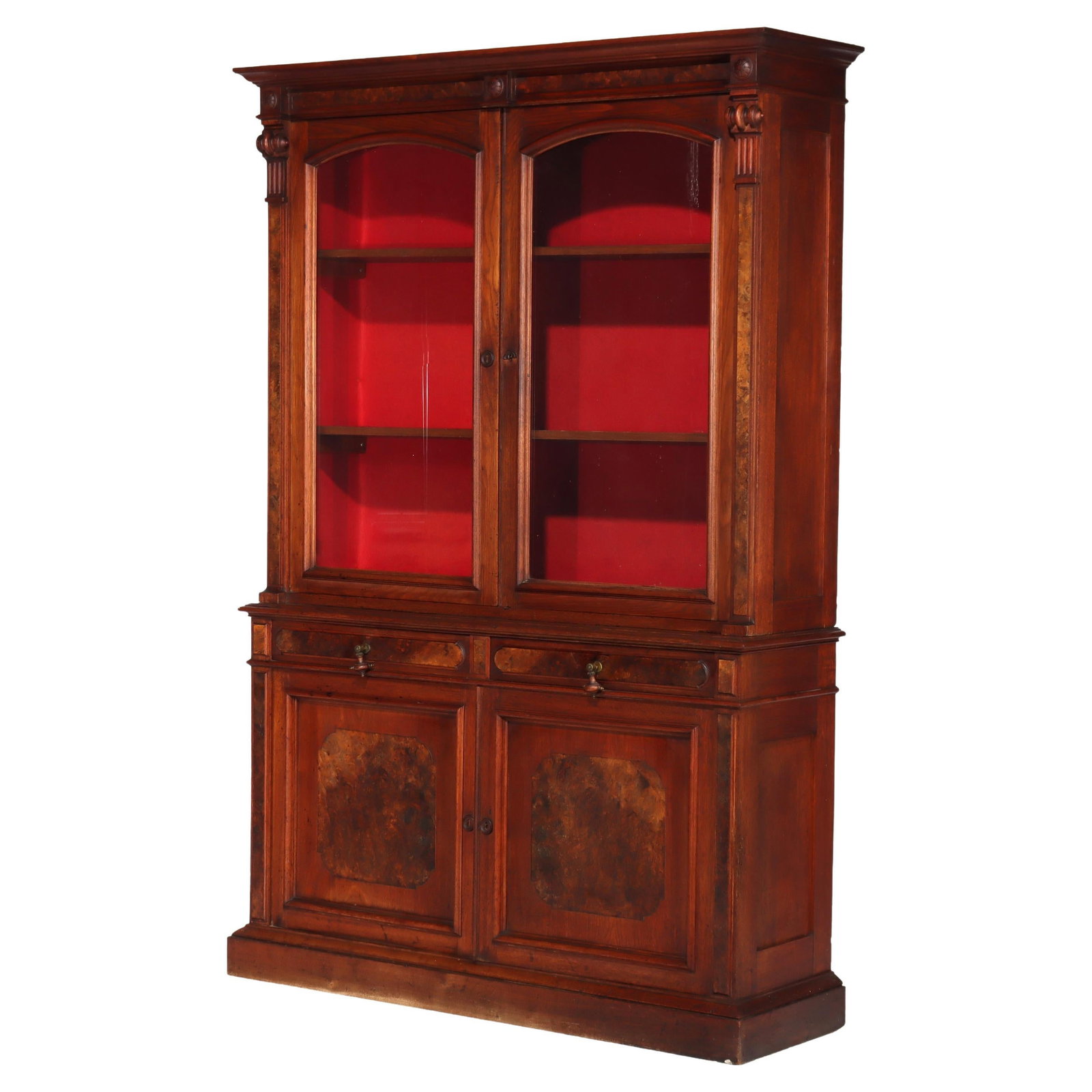 Victorian Walnut and Burl Step Back Bookcase Circa 1880 (1 of 18)