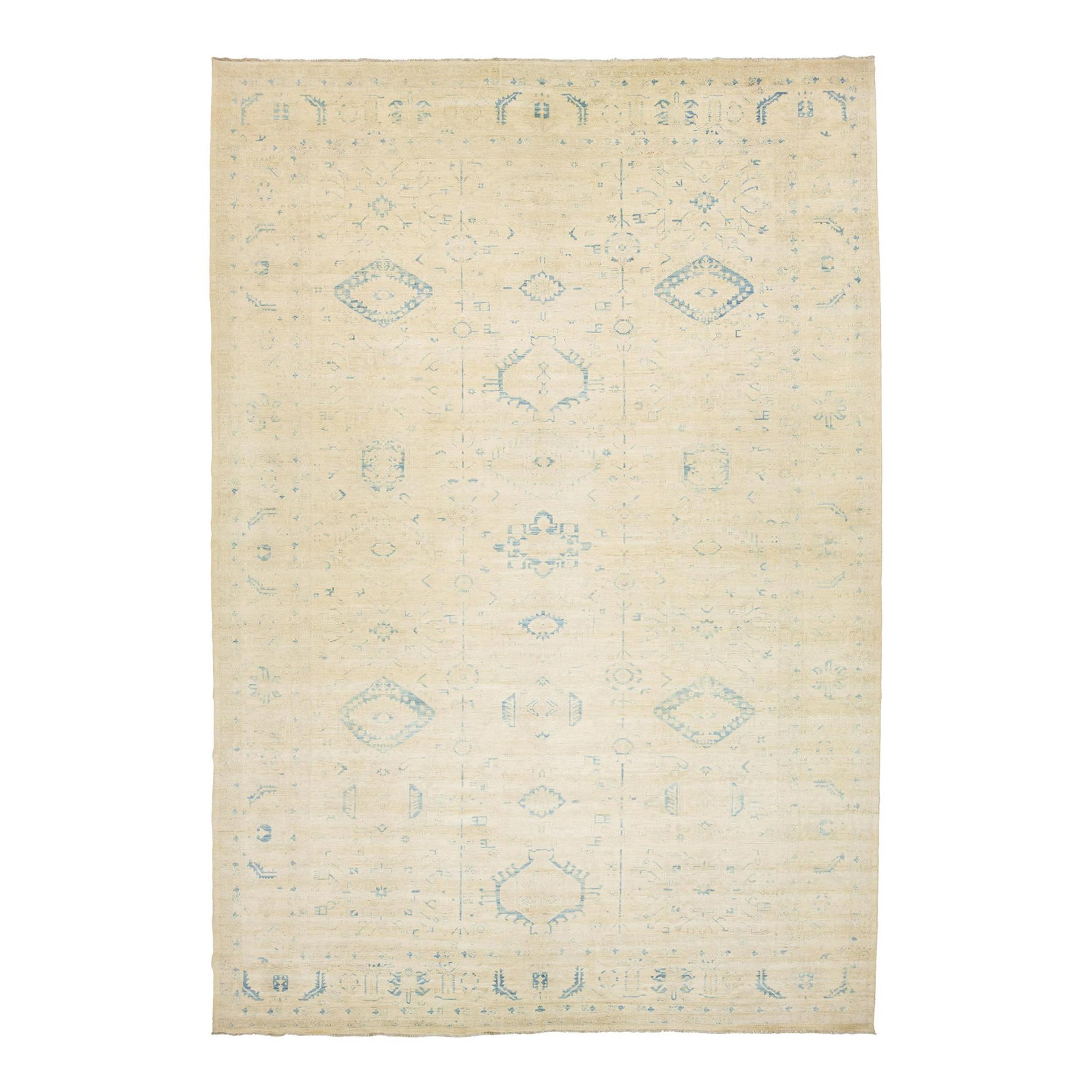 Elegant Handcrafted Modern Khotan Oversized Wool Rug 12' x 17'6' Beige: Elegant Handcrafted Modern Khotan Oversized Wool Rug 12' x 17'6' Beige Transform your living space with this handcrafted Modern Khotan oversized wool rug in a timeless beige hue. Its exquisite design 