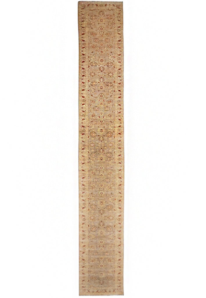 2.4 x 19.3' Chobi Peshawar Runner Natural Wool Neutral Brown: 2.4 x 19.3' Chobi Peshawar Runner Natural Wool Neutral Brown Free continental US Shipping This long runner rug is hand-knotted in Iran and crafted from natural wool. It features a semi-antique Kerman 