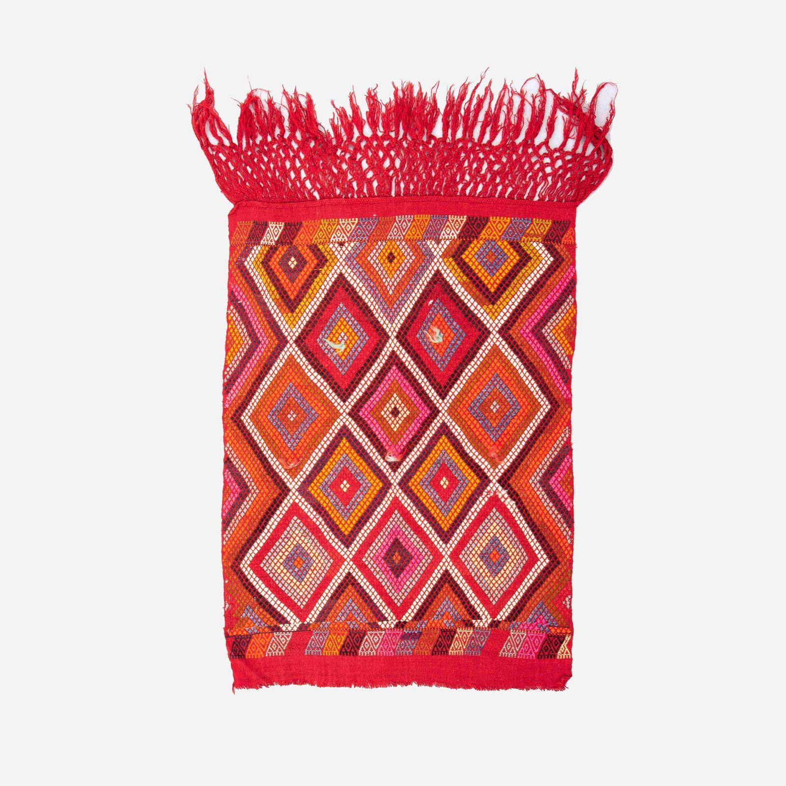 Authentic Handmade Cicim Wool On Wool Kilim 37.4 x 53.5: Authentic Handmade Cicim Wool On Wool Kilim 37.4 x 53.5 Discover the beauty of this authentic handmade Cicim kilim, meticulously crafted using high-quality wool on wool. This striking piece showcases 