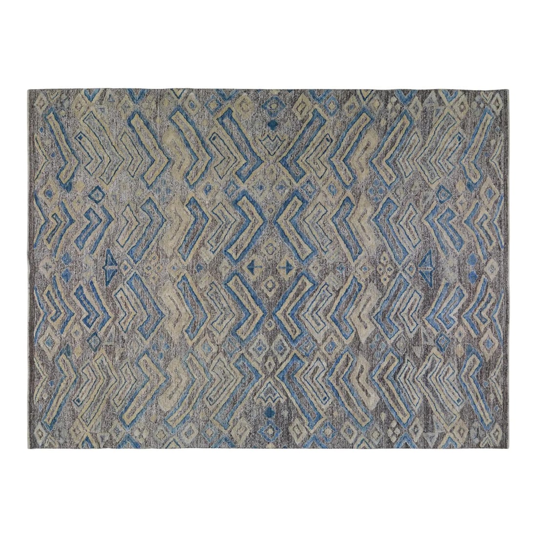 Slate Gray Wool Rug 8'9 x 12' Hand Knotted Moroccan Sheba: Slate Gray Wool Rug 8'9 x 12' Hand Knotted Moroccan Sheba This Moroccan Sheba hand-knotted wool rug is crafted using traditional techniques, blending classic artistry with a modern design sensibility.