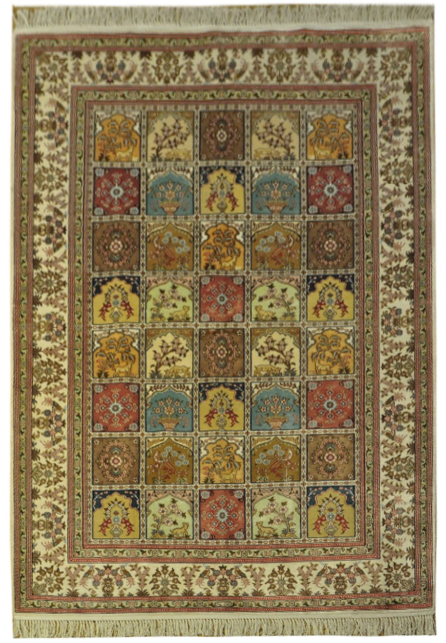 4 x 6 Transitional Persian Bakhtiar Wool Silk Handmade Rug: 4 x 6 Transitional Persian Bakhtiar Wool Silk Handmade Rug Free continental US Shipping This 4 x 6 handmade rug features a transitional design that blends classic Persian motifs with contemporary styl