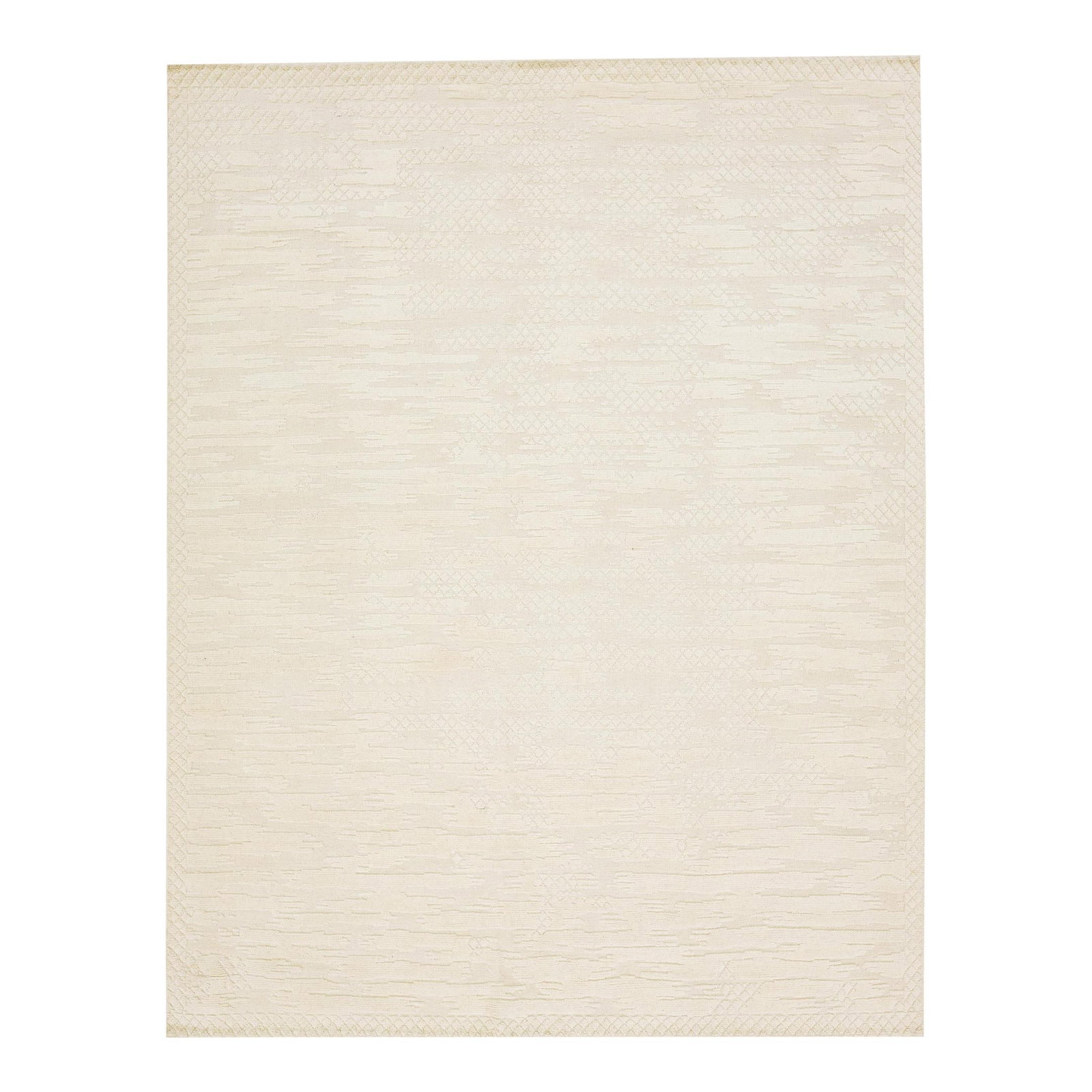 Safi Collection Beige Moroccan Wool Rug 7'10 x 10'1: Safi Collection Beige Moroccan Wool Rug 7'10 x 10'1 Enhance your space with this exquisite modern Moroccan-style rug, meticulously hand-knotted from premium wool. Showcasing a stunning abstract design