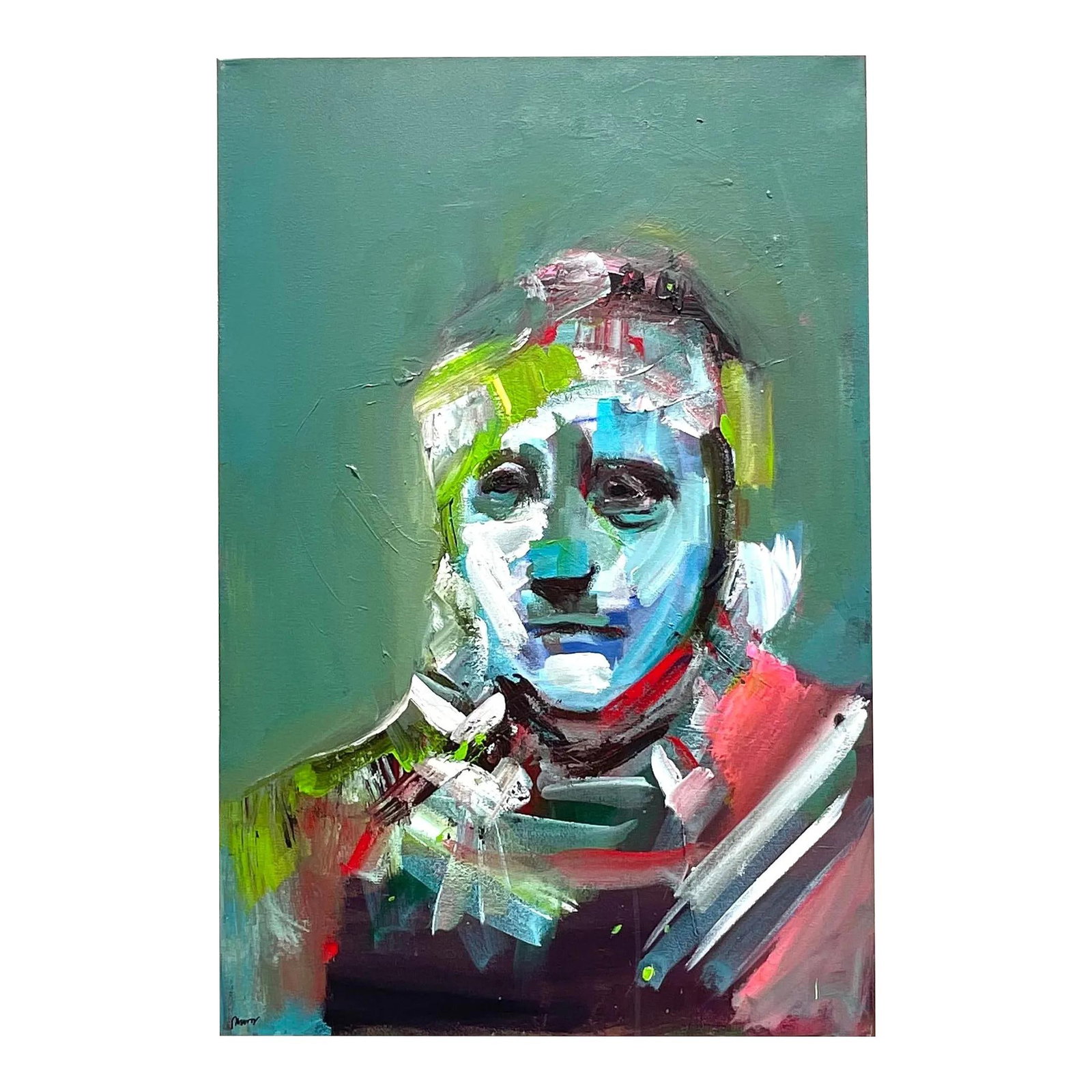 Original Abstract Figural Portrait Canvas American Contemporary Art: Original Abstract Figural Portrait Canvas American Contemporary Art Immerse yourself in the vibrant spirit of American contemporary art with this original Abstract Figural Portrait on Canvas. This cap