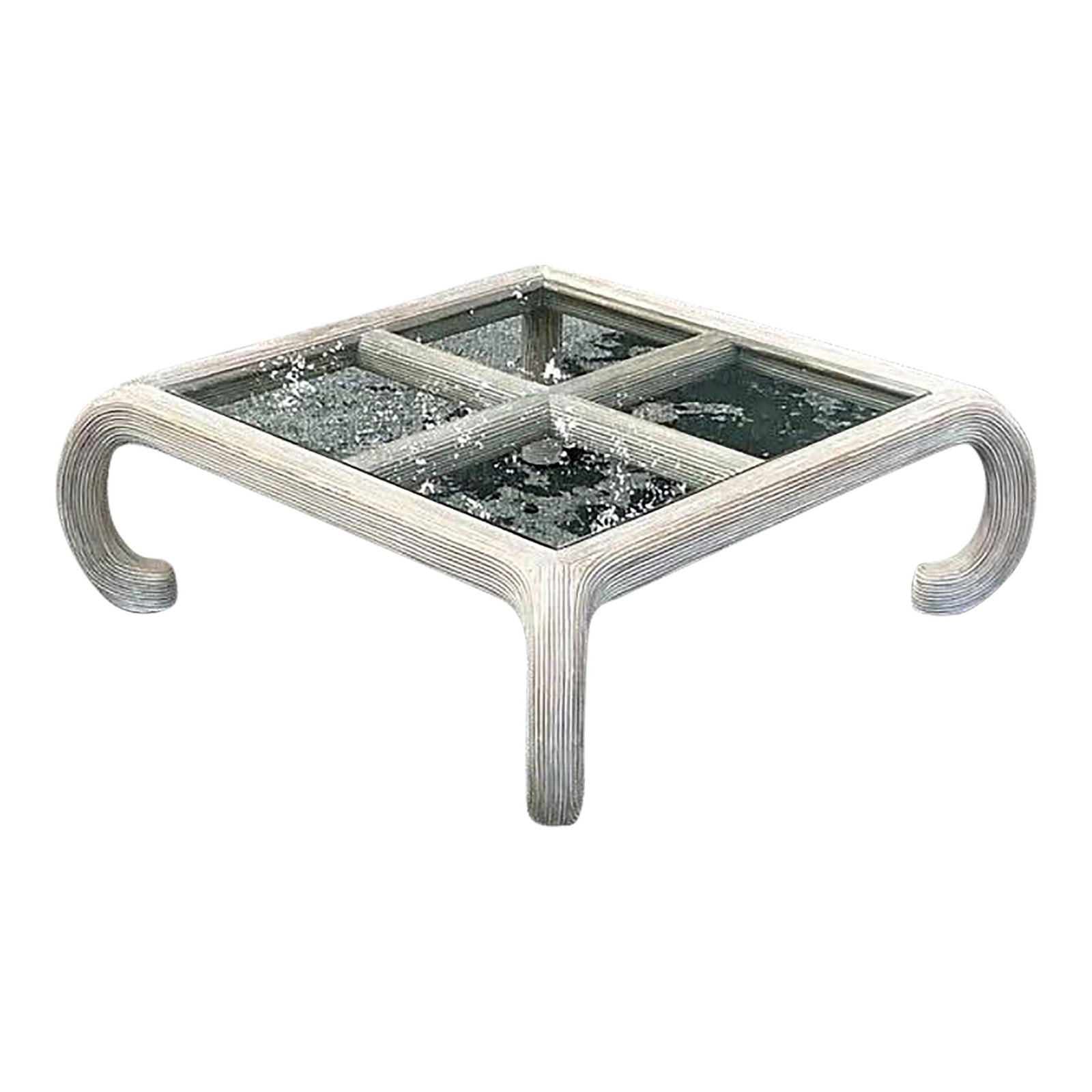 Vintage Coastal Washed Pencil Reed Coffee Table in Almond (1 of 8)