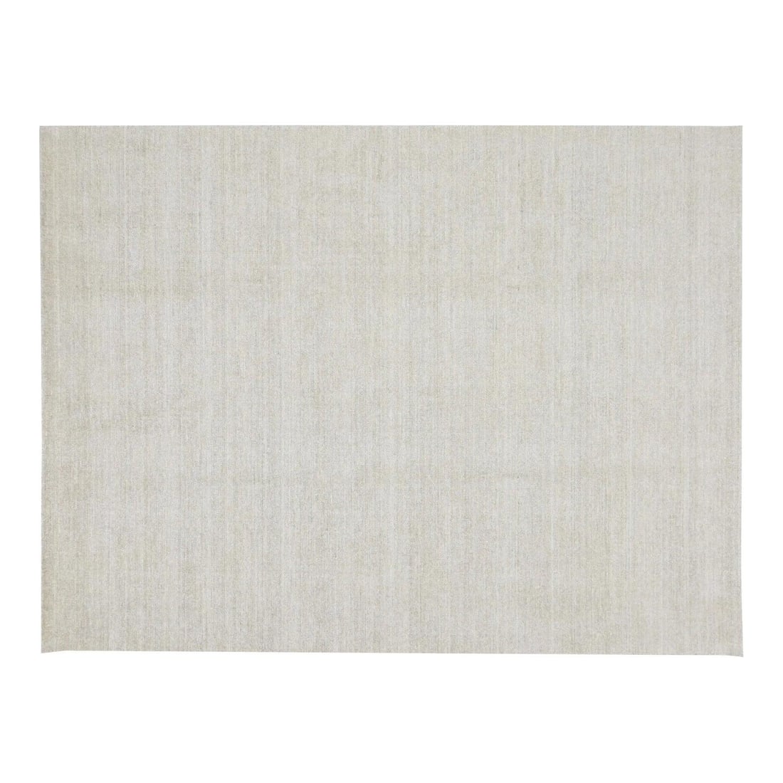 10' x 14' Wool Silk Modern Minimalist Hand Loomed Tan Area Rug: 10' x 14' Wool Silk Modern Minimalist Hand Loomed Tan Area Rug This modern minimalist rug features a hand loomed construction with natural tan colors, offering a soft texture and a contemporary style.