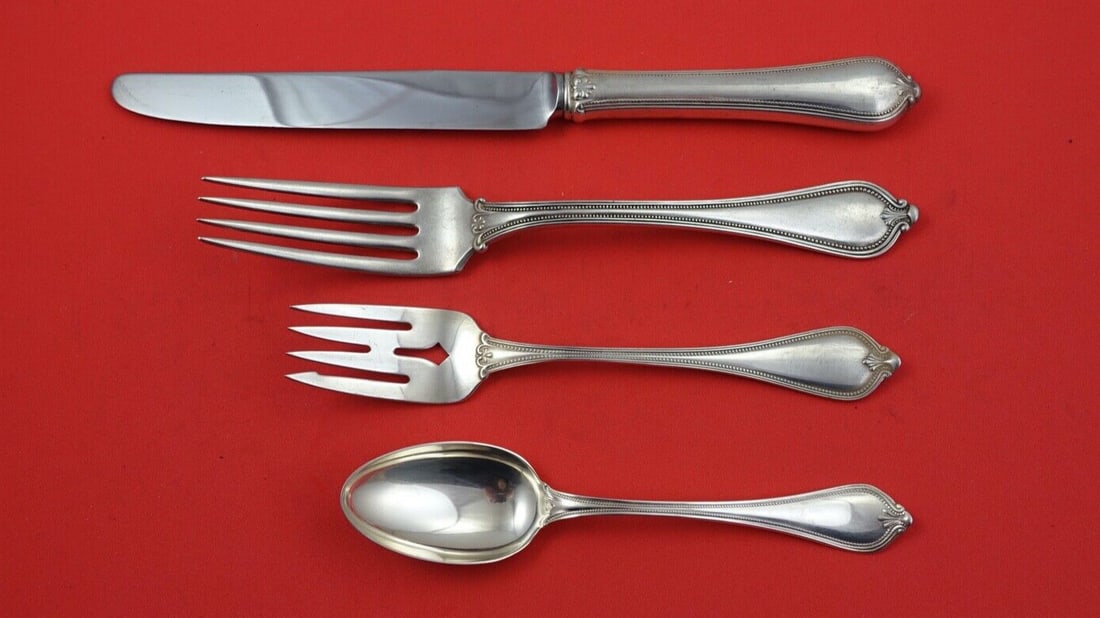 Towle Old Newbury Sterling Silver 4-Piece Dinner Set: Towle Old Newbury Sterling Silver 4-Piece Dinner Set This elegant 4-piece dinner place setting from the Old Newbury pattern by Towle showcases the timeless beauty of sterling silver craftsmanship. Des
