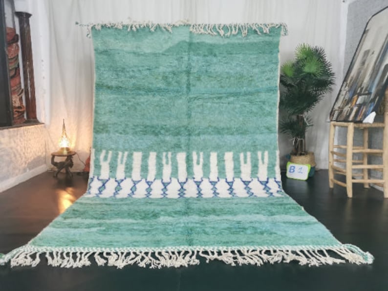Authentic Handwoven Soft Rug 10 x 6.56 Feet Moroccan Wool: Authentic Handwoven Soft Rug 10 x 6.56 Feet Moroccan Wool Introducing a stunning authentic soft rug, handwoven in the picturesque Atlas Mountains by skilled local Berber women weavers. This exquisite 