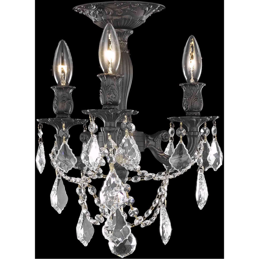 Rosalia 3 Light Dark Bronze Flush Mount Chandelier 13 inch (1 of 2)