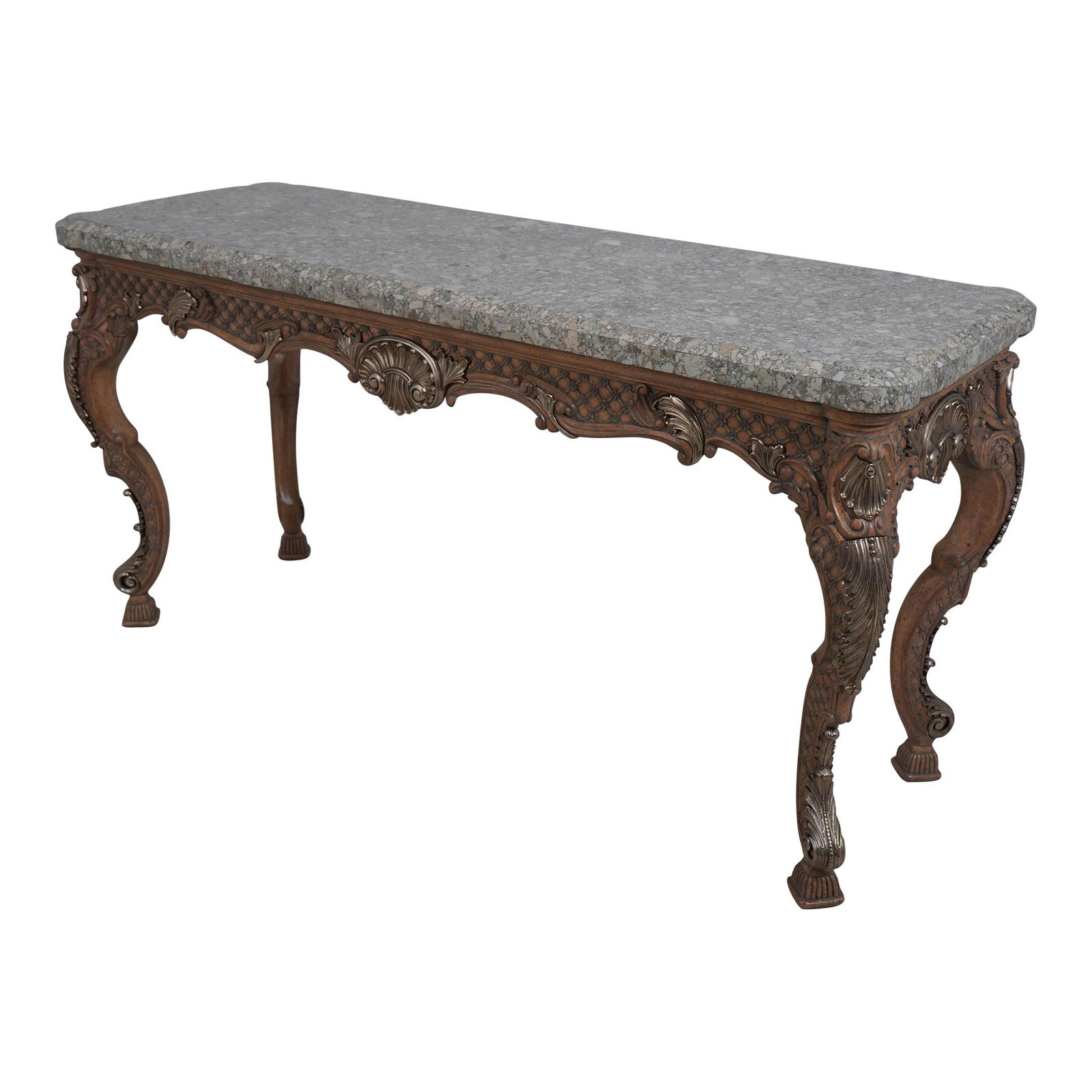 Maitland Smith Louis Philippe Marble Top Console Table with Brass Mounts: Maitland Smith Louis Philippe Marble Top Console Table with Brass Mounts This stunning Maitland Smith console table showcases exceptional craftsmanship and design, featuring exquisite carved details a