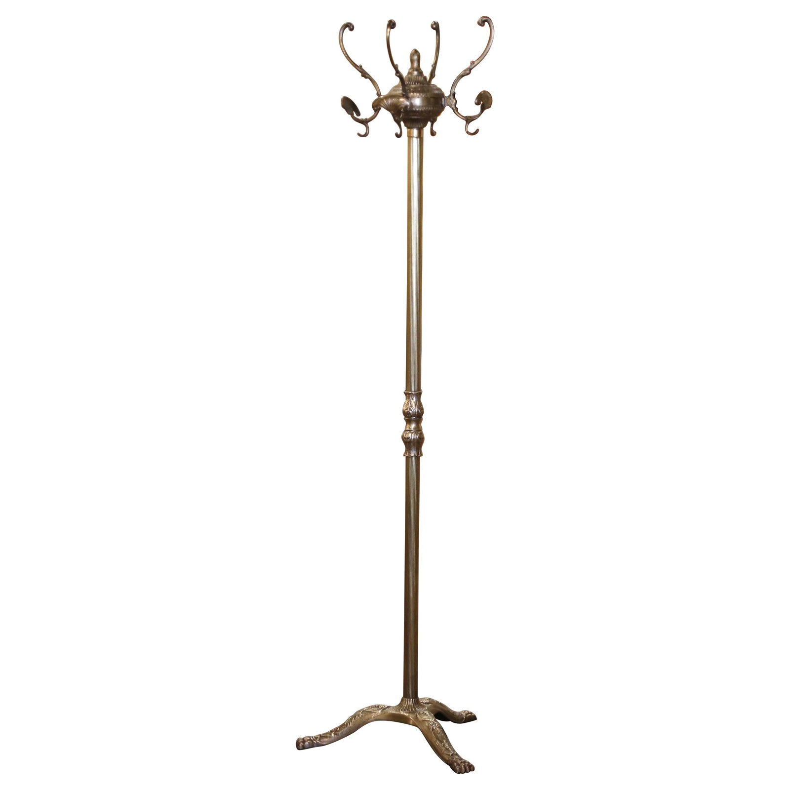 French Louis XVI gilt brass swivel hall tree 67 inch (1 of 9)